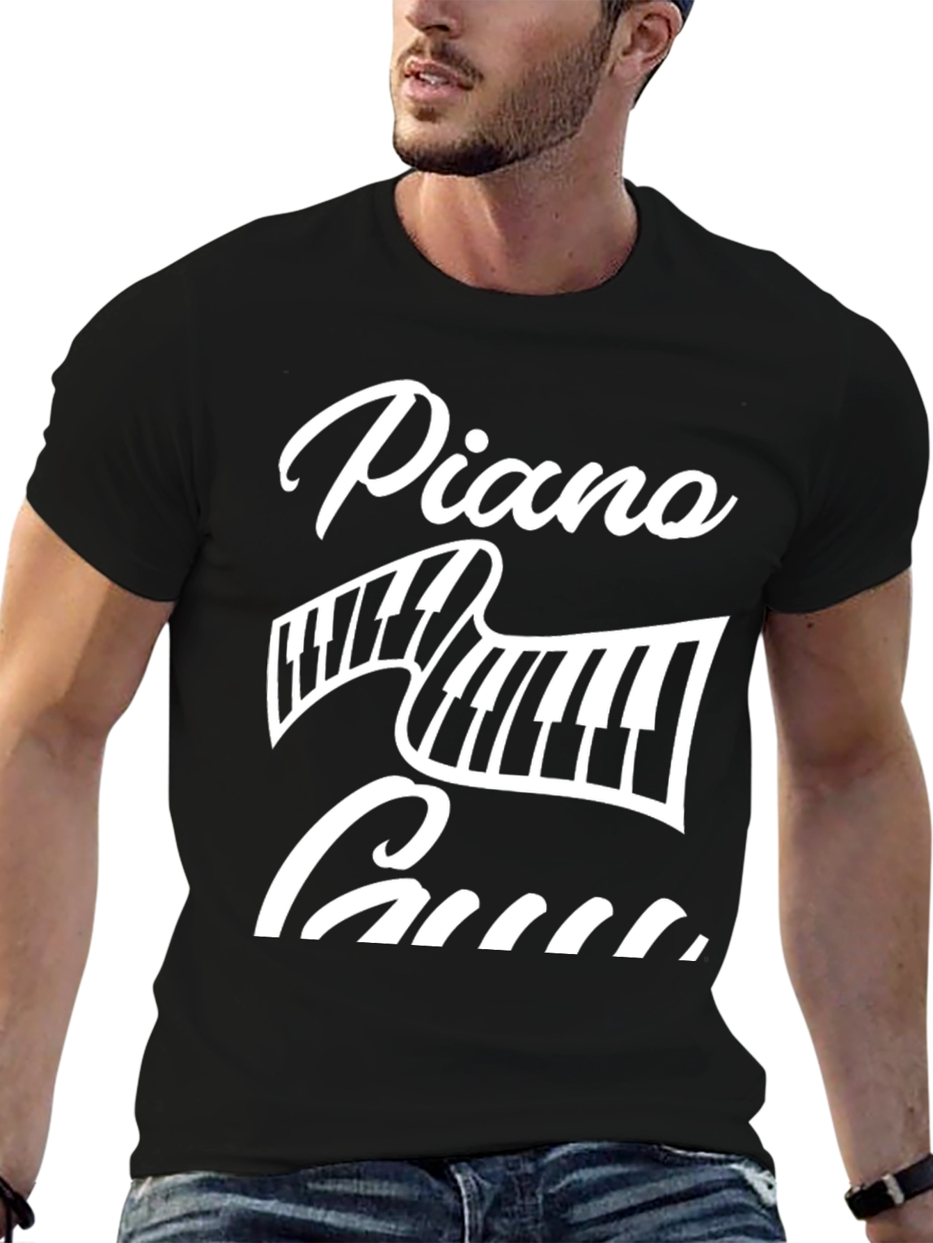 Piano Guy Graphic Tee - Black Cotton Blend T-Shirt