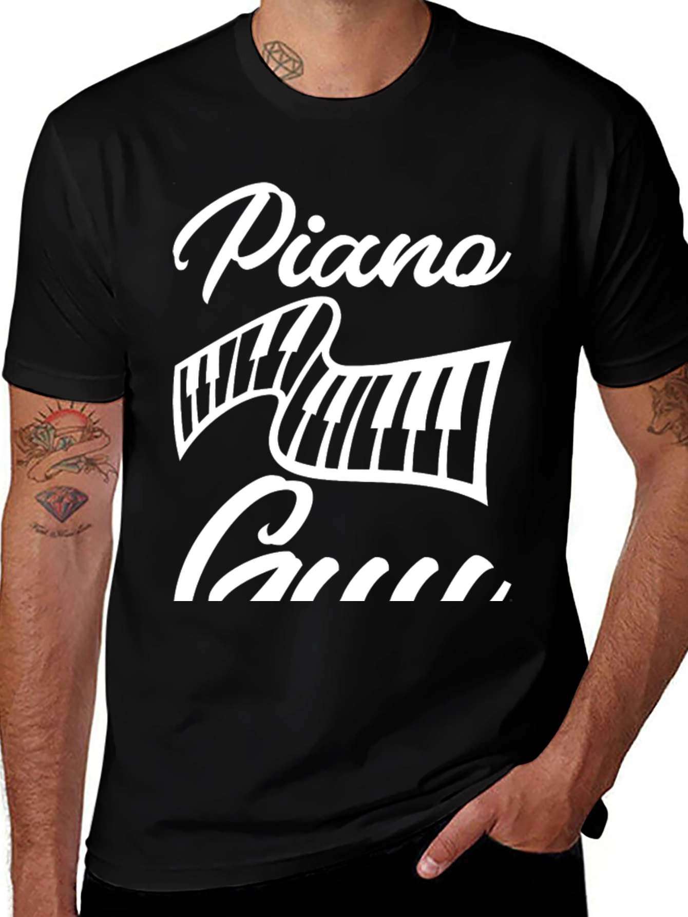 Piano Guy Graphic Tee - Black Cotton Blend T-Shirt
