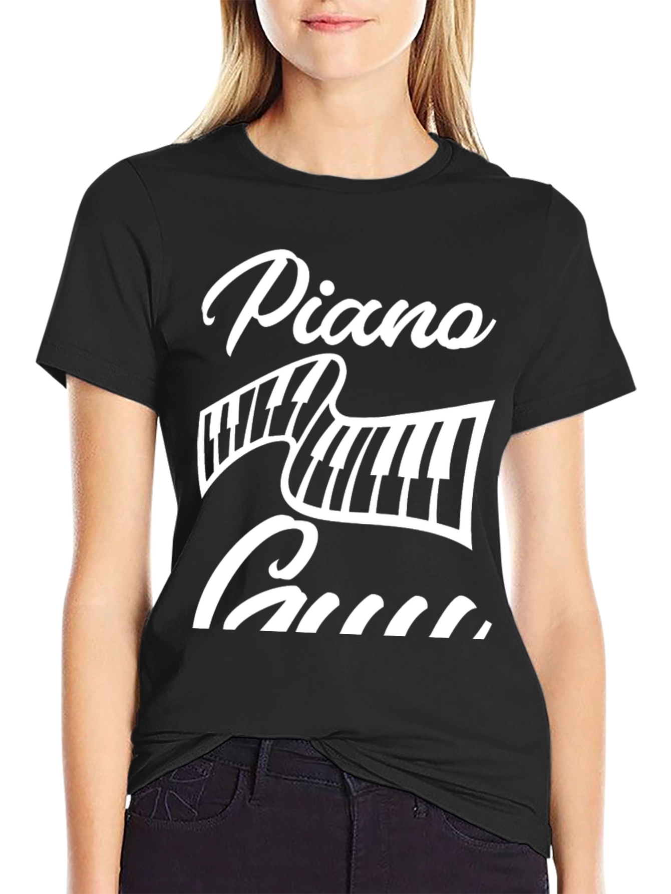 Piano Guy Graphic Tee - Black Cotton Blend T-Shirt