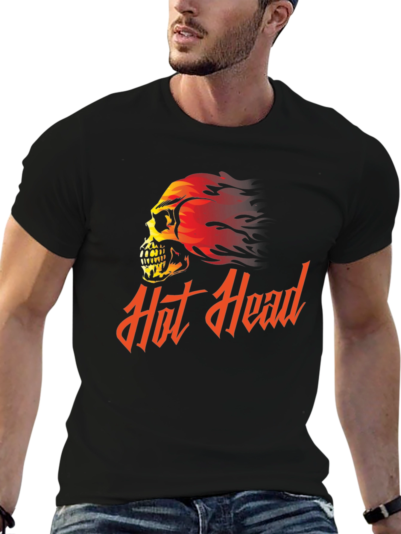 Hot Head Skull Graphic Tee - Black T-Shirt