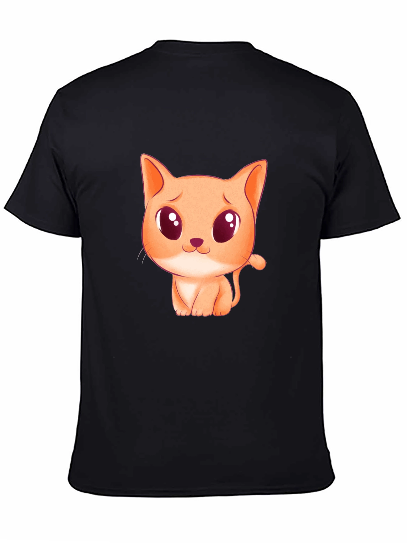 Cute Cartoon Cat Graphic Black T-Shirt