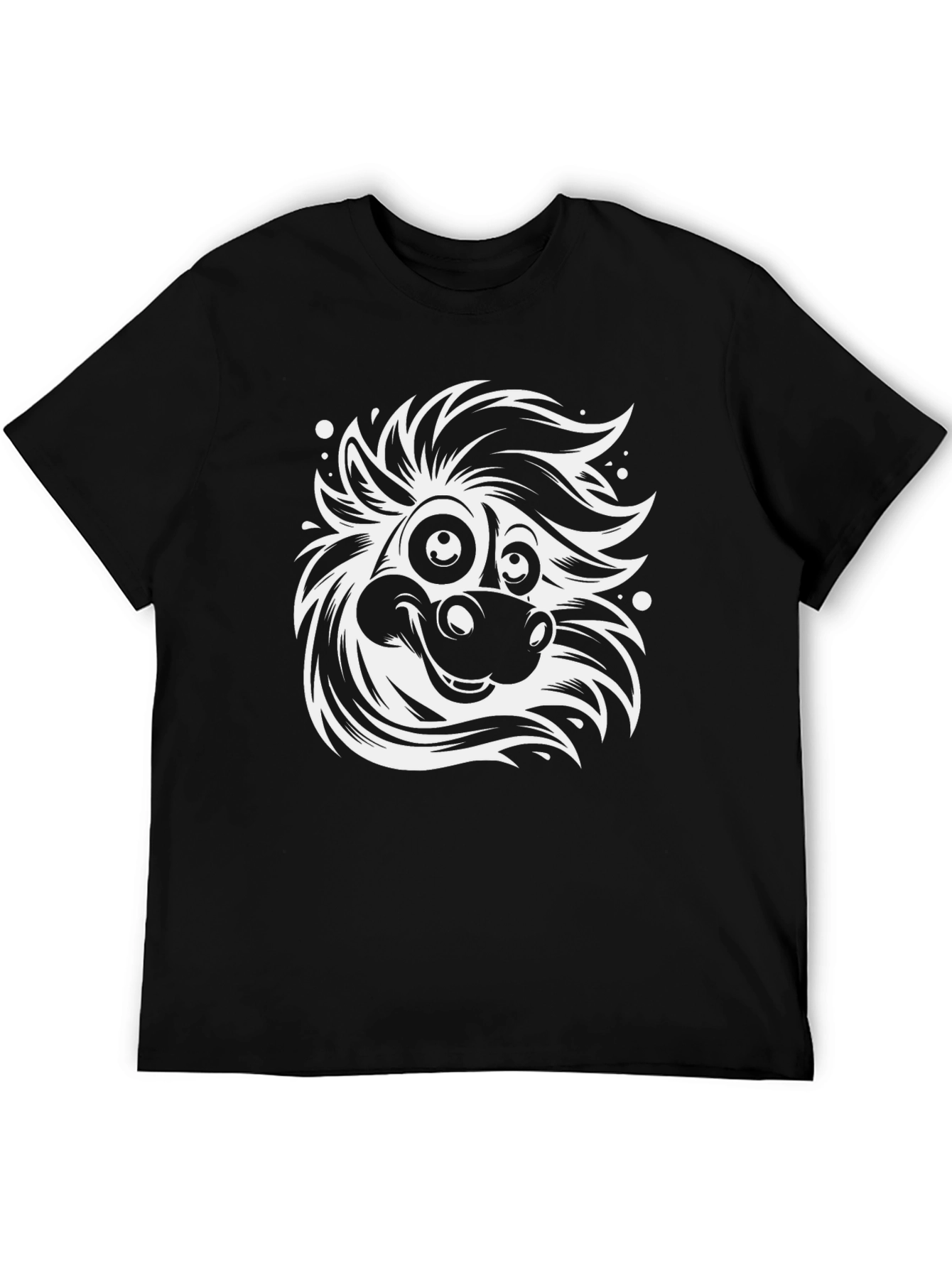 Cartoon Horse Graphic Tee - Black