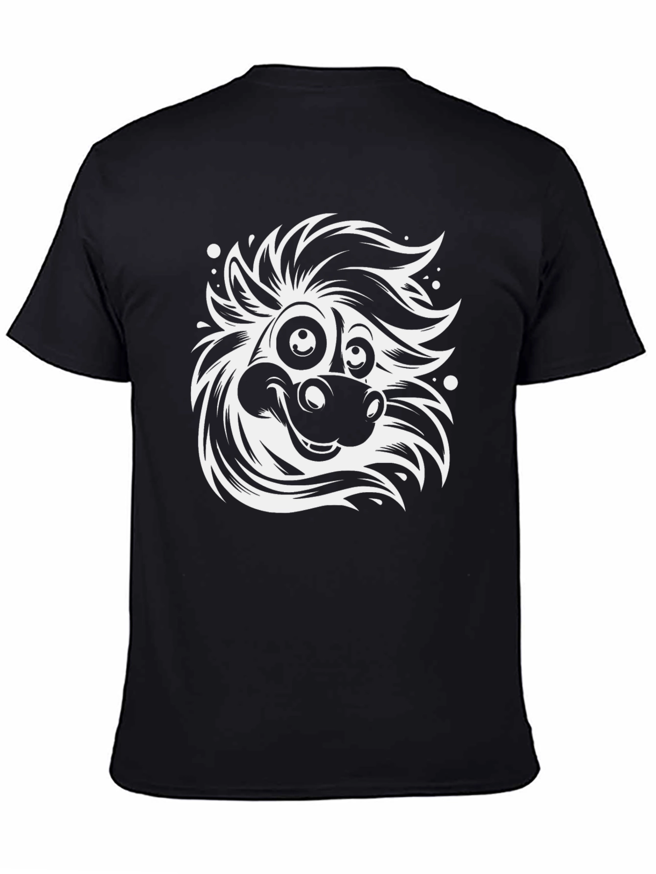 Cartoon Horse Graphic Tee - Black