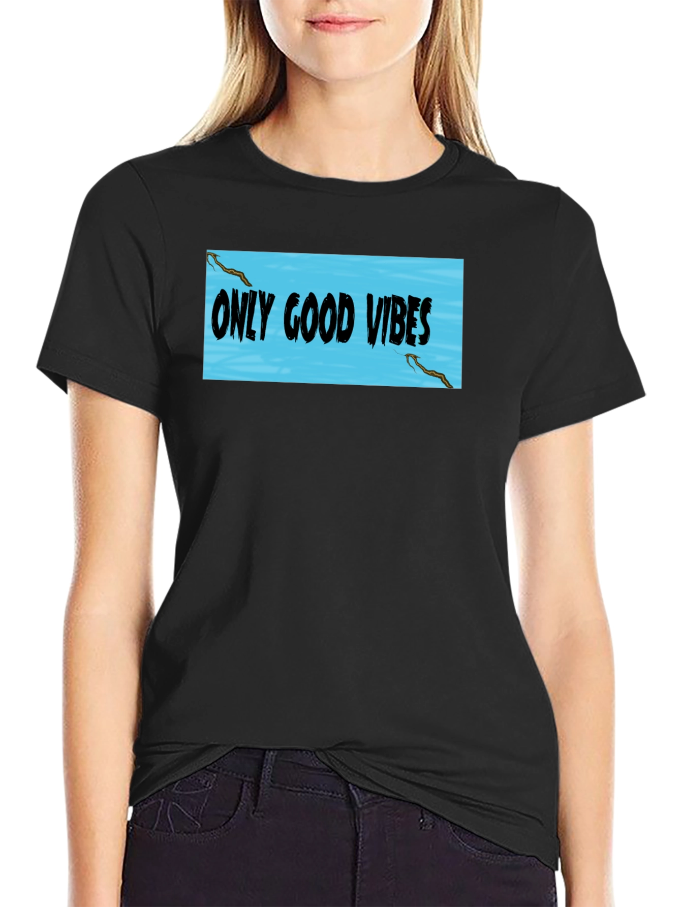 Only Good Vibes Black Graphic T-Shirt