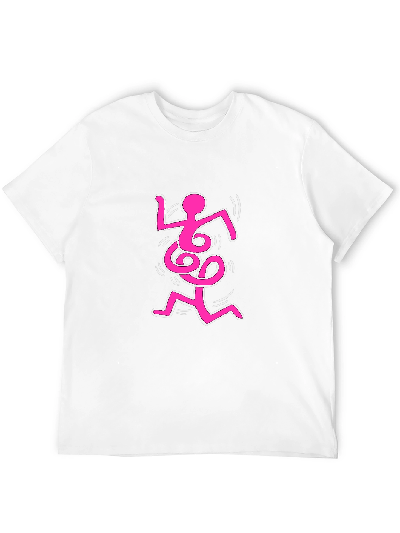 Abstract Pink Figure on Black Tee