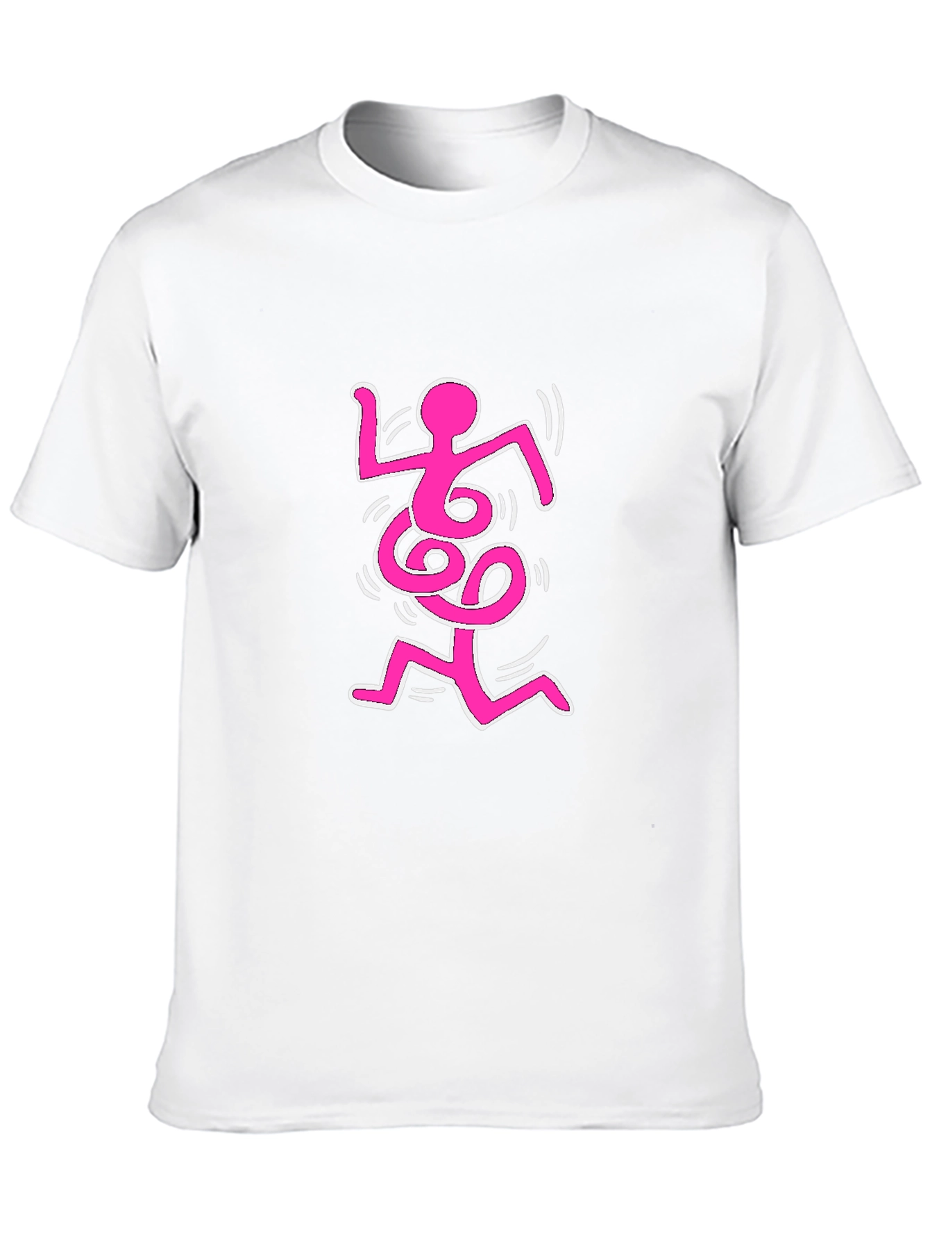 Abstract Pink Figure on Black Tee