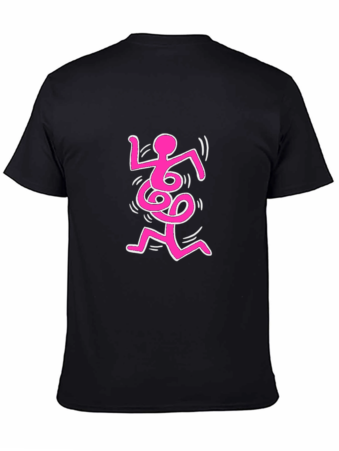 Abstract Pink Figure on Black Tee