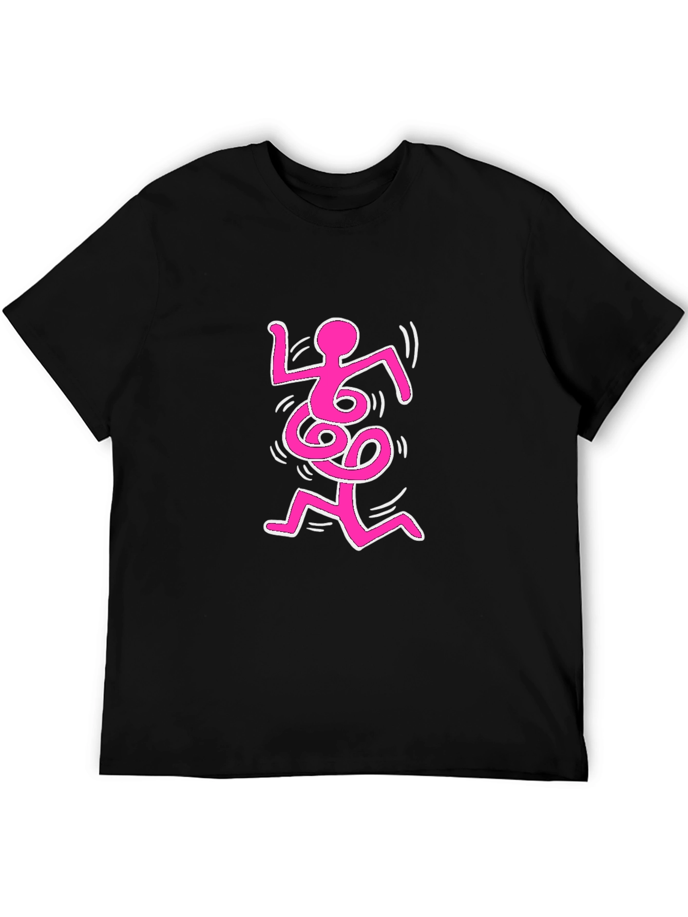 Abstract Pink Figure on Black Tee