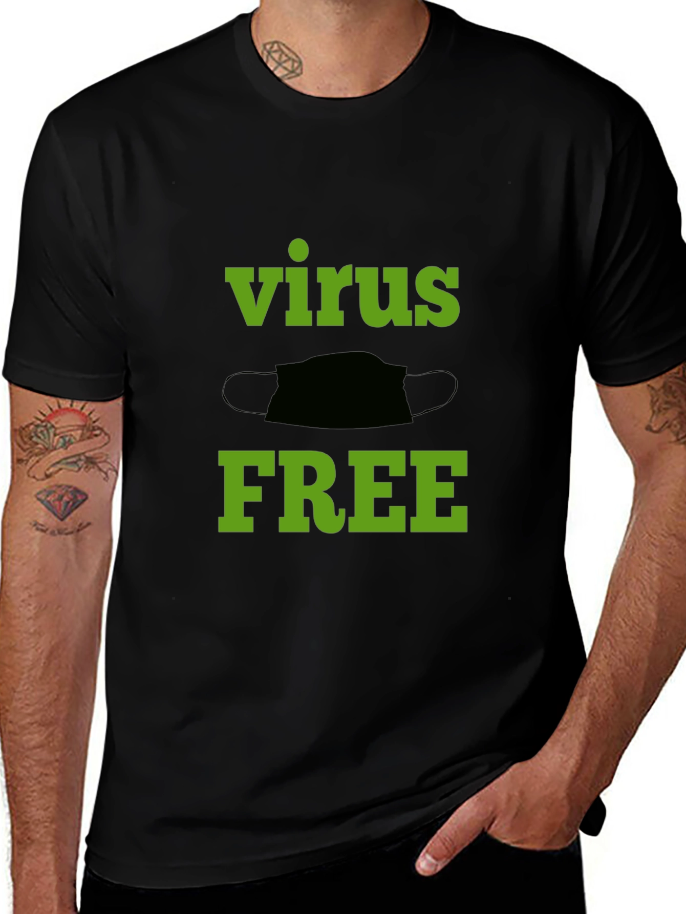 Virus Free Graphic Tee - Black Cotton T-Shirt