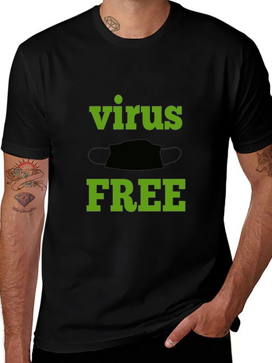 Virus Free Graphic Tee - Black Cotton T-Shirt