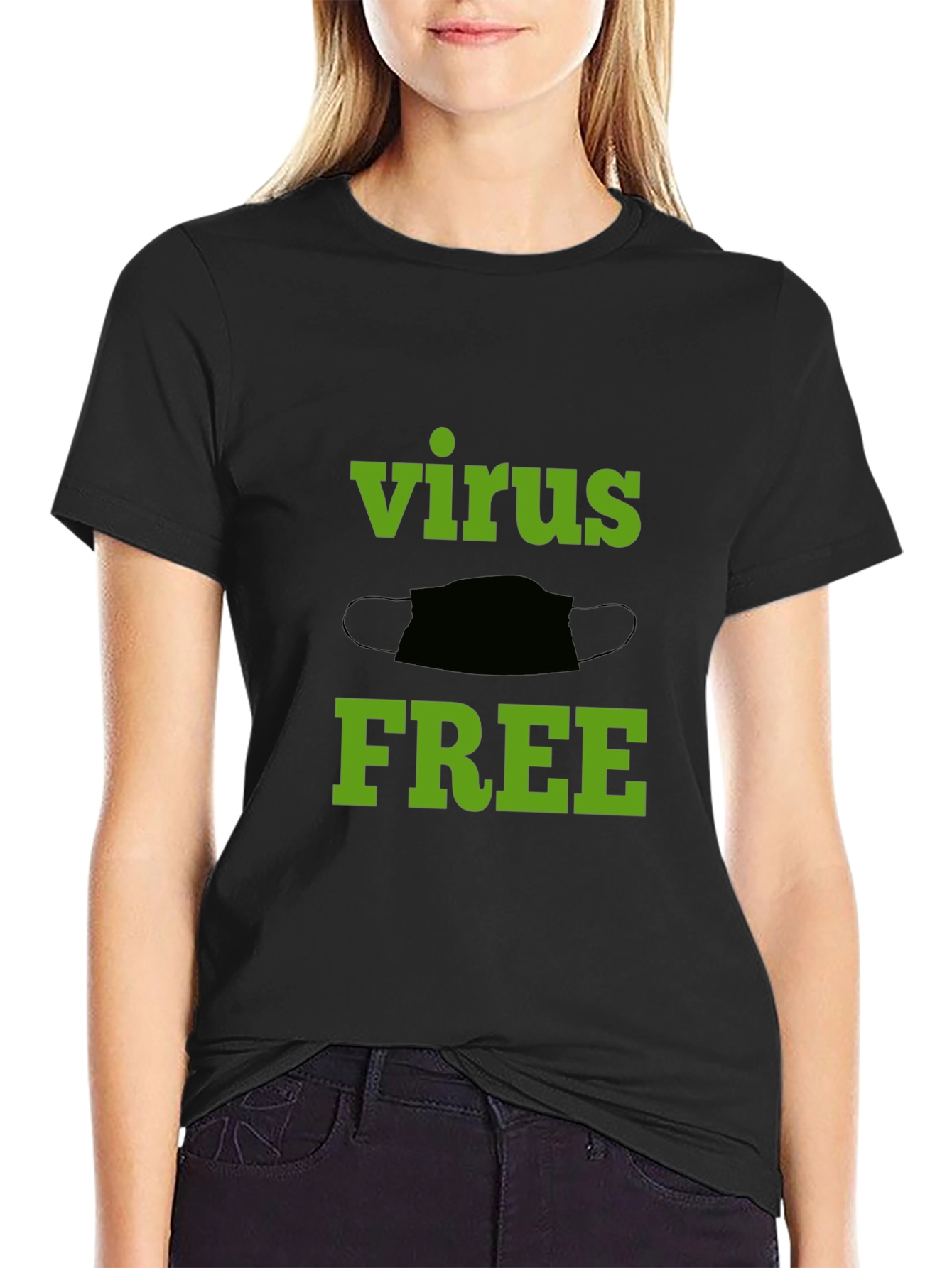 Virus Free Graphic Tee - Black Cotton T-Shirt