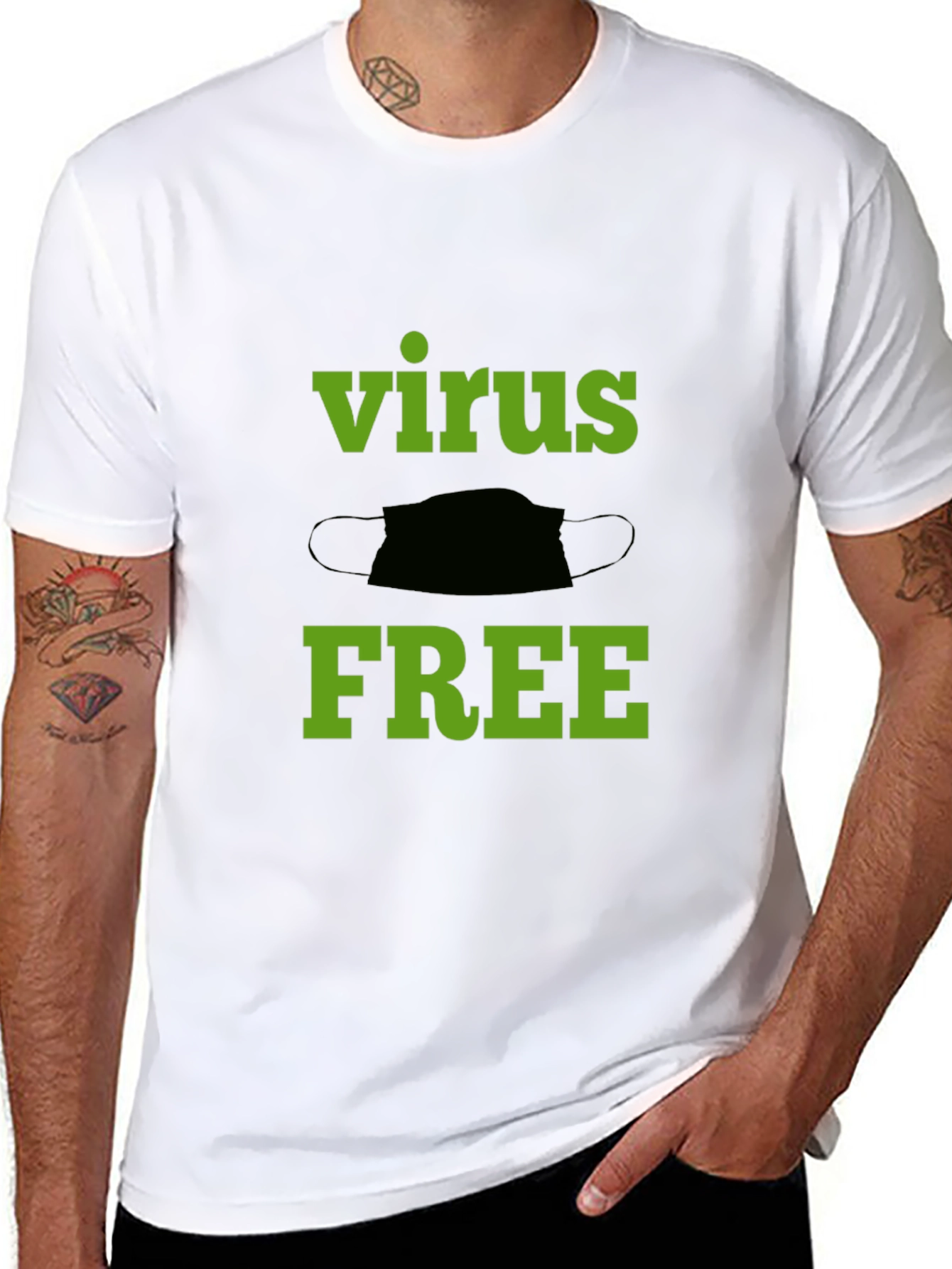 Virus Free Graphic Tee - Black Cotton T-Shirt