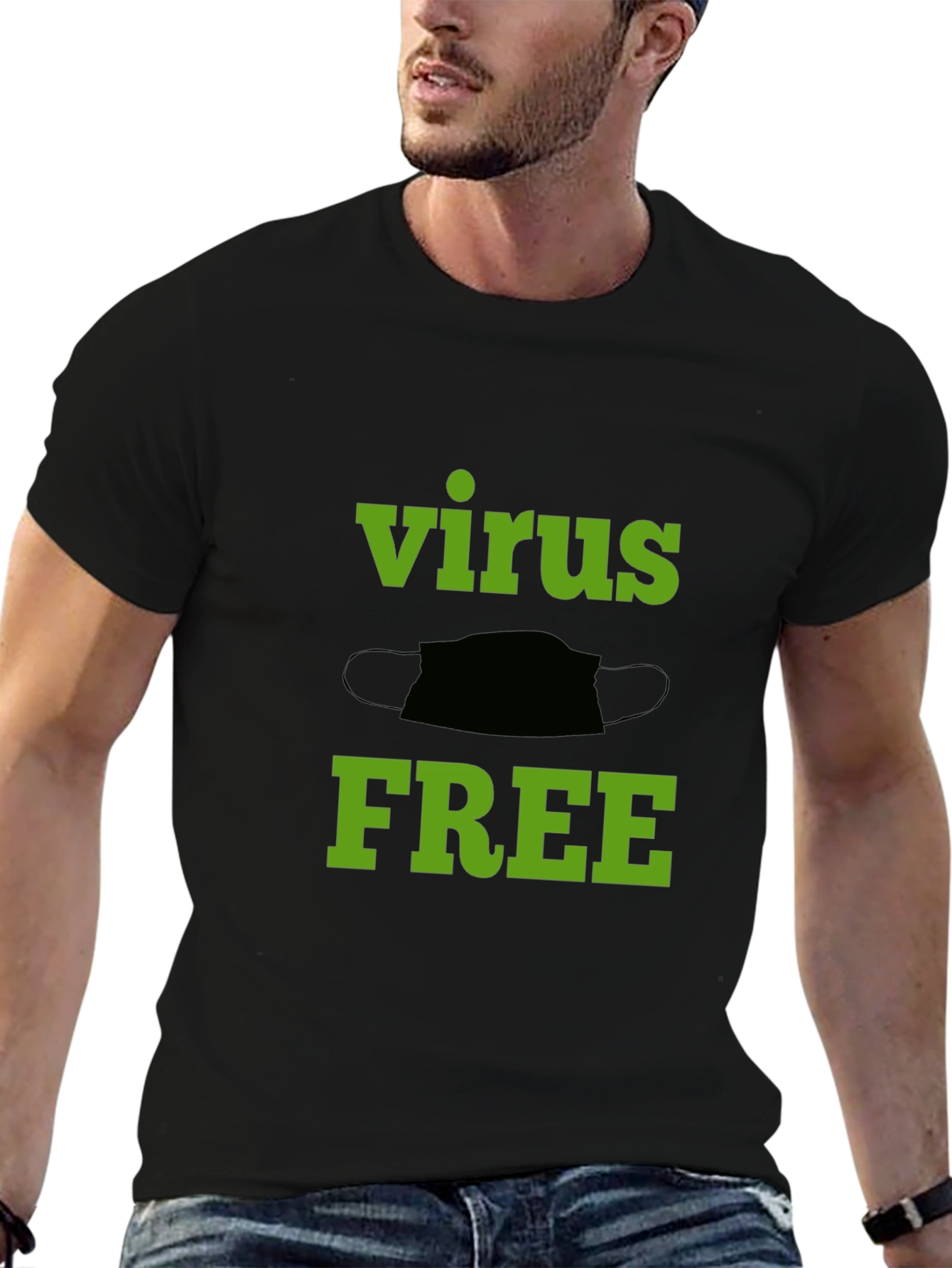 Virus Free Graphic Tee - Black Cotton T-Shirt