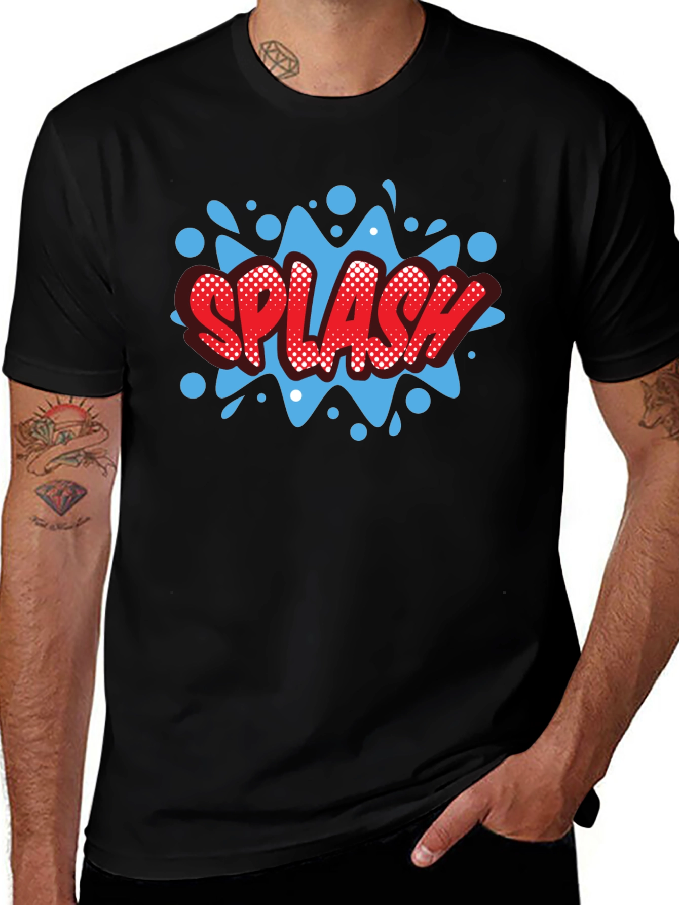 Splash Graphic Print Black T-Shirt