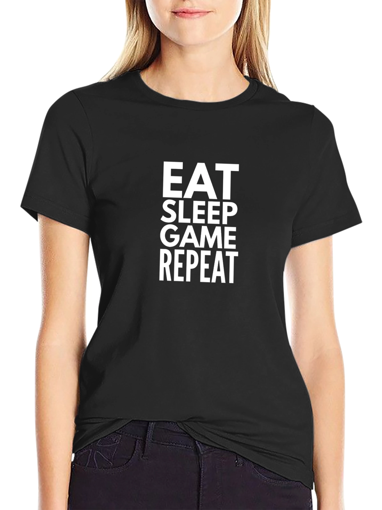 Eat Sleep Game Repeat Black T-Shirt