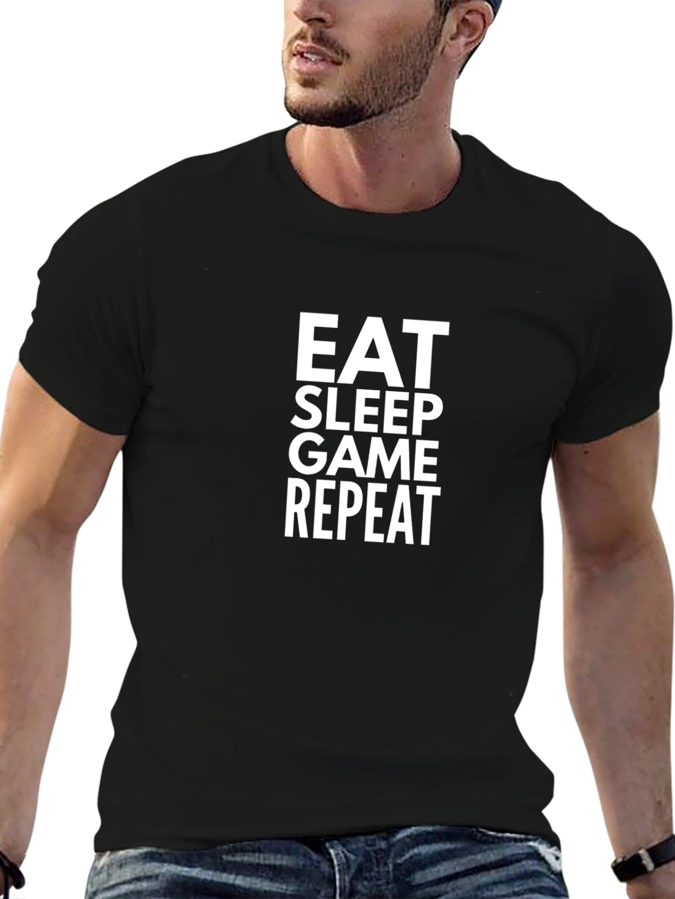 Eat Sleep Game Repeat Black T-Shirt