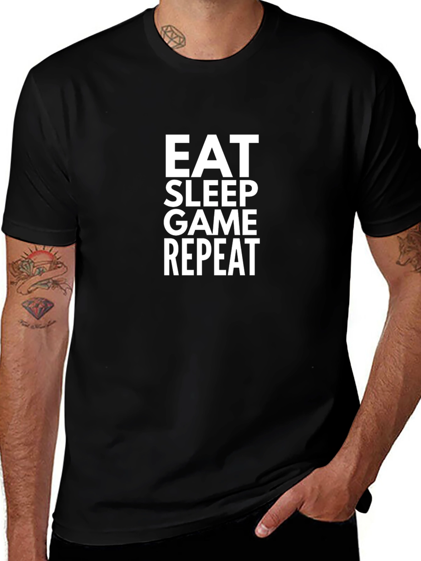 Eat Sleep Game Repeat Black T-Shirt