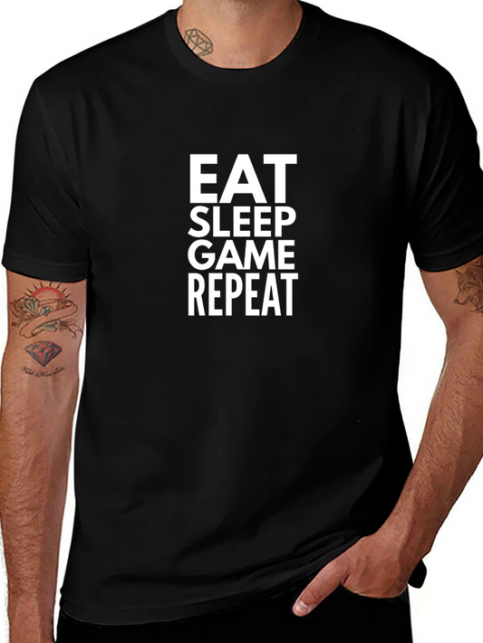 Eat Sleep Game Repeat Black T-Shirt