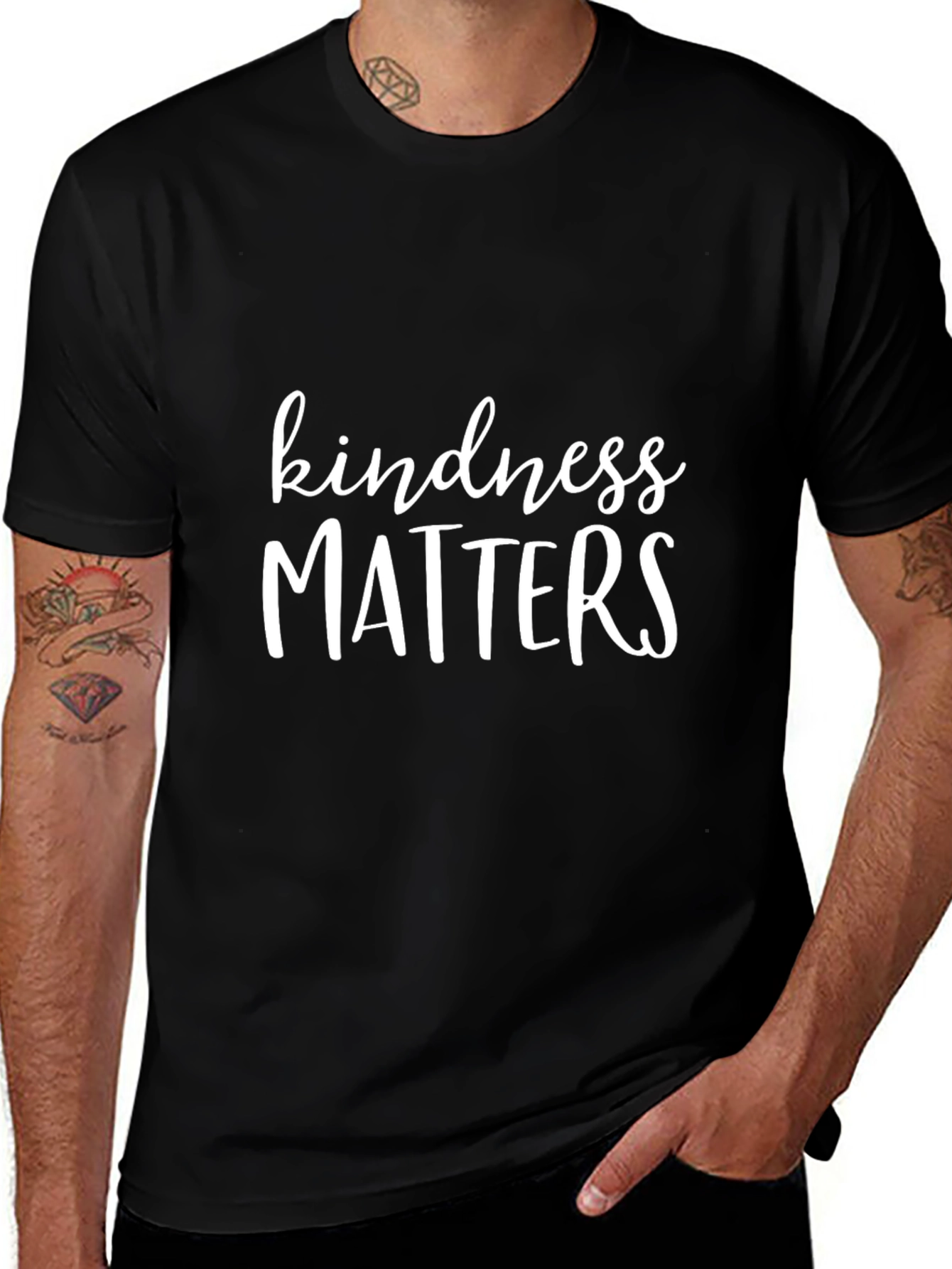 Kindness Matters Graphic Tee - Black Cotton Blend