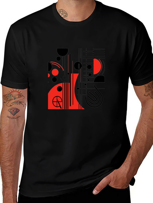 Modern Graphic Tee - Abstract Red & Black Design
