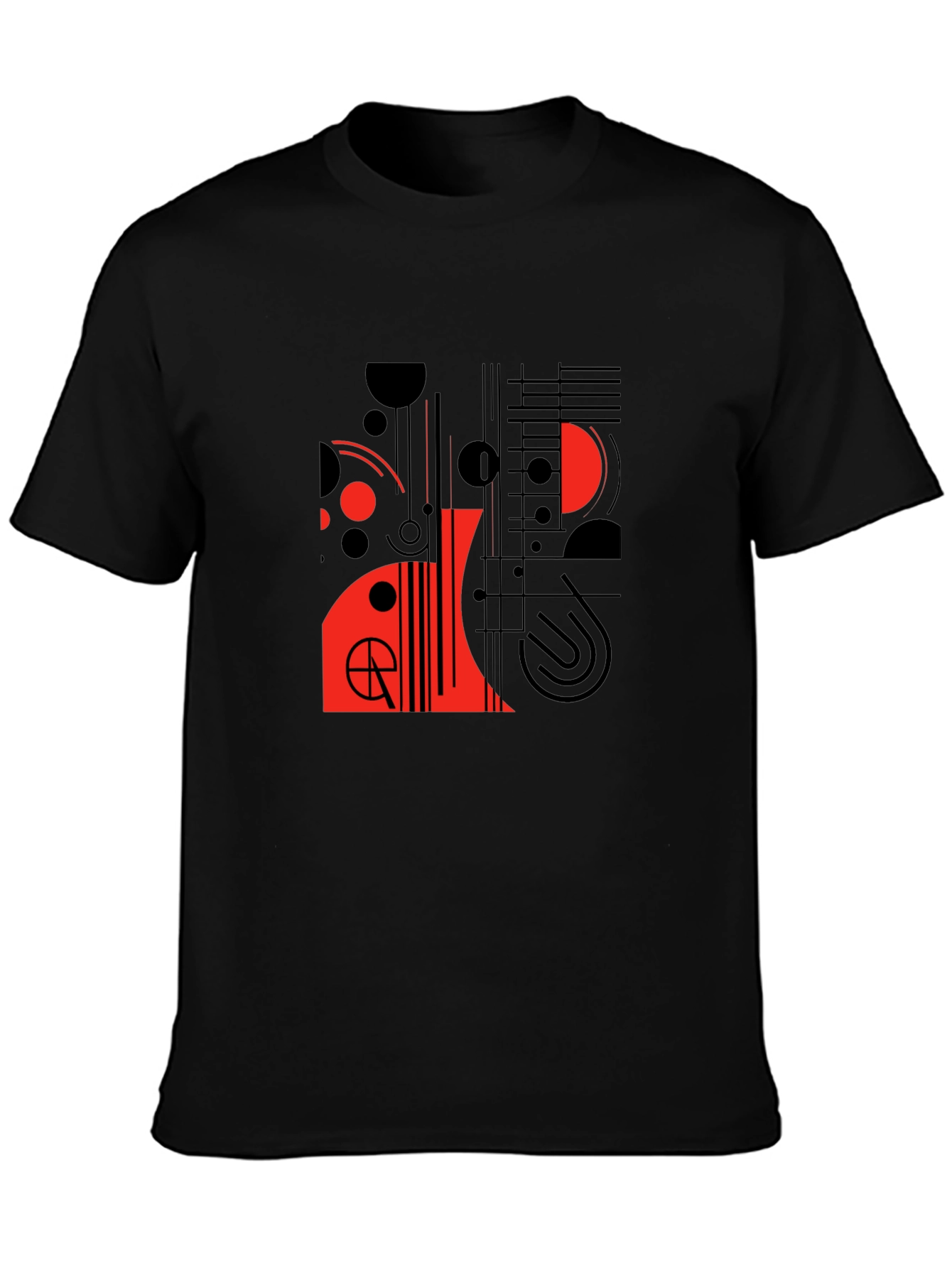 Modern Graphic Tee - Abstract Red & Black Design