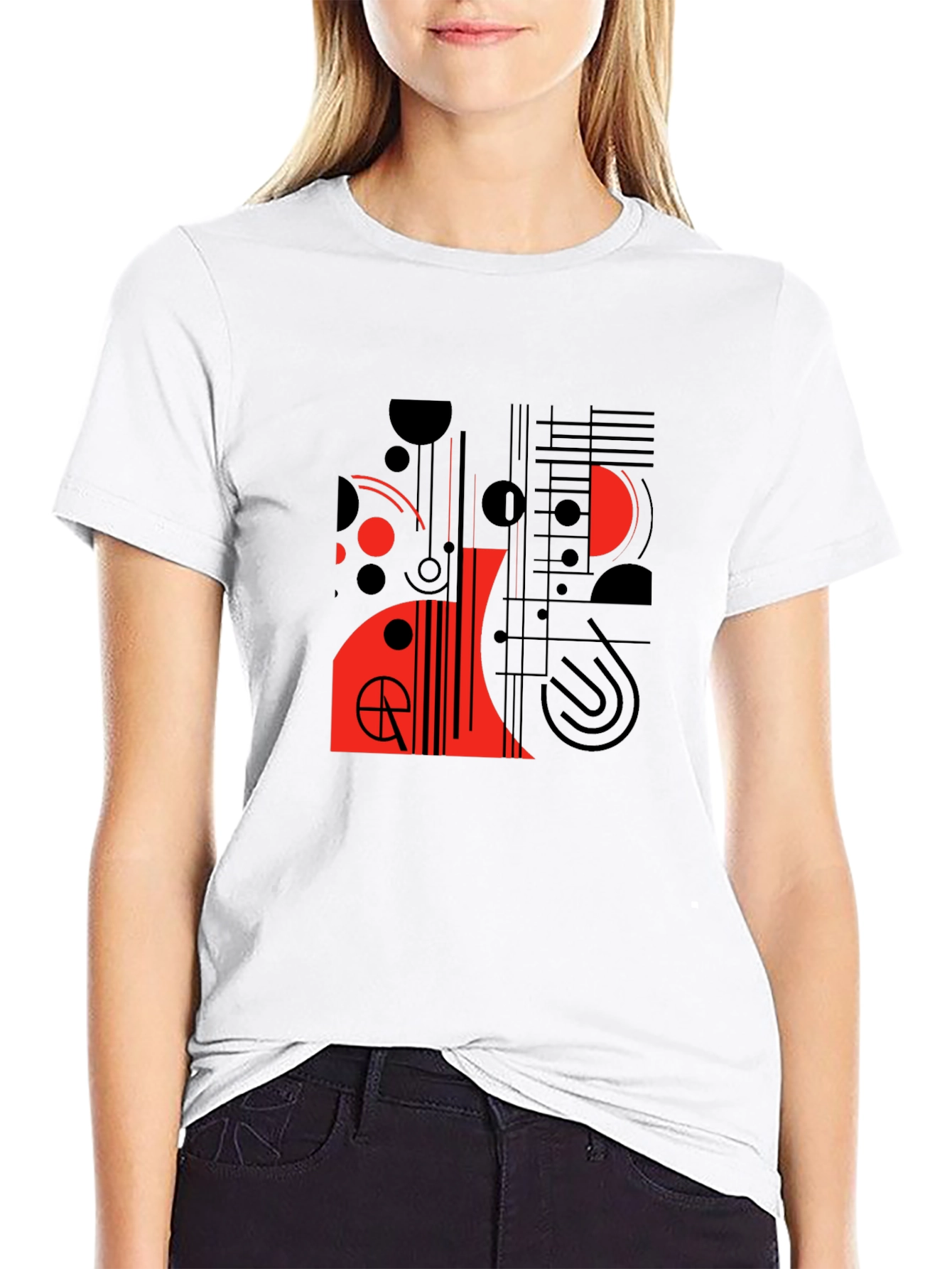 Modern Graphic Tee - Abstract Red & Black Design