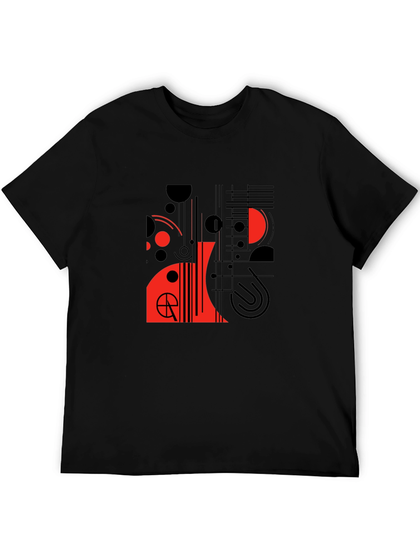 Modern Graphic Tee - Abstract Red & Black Design