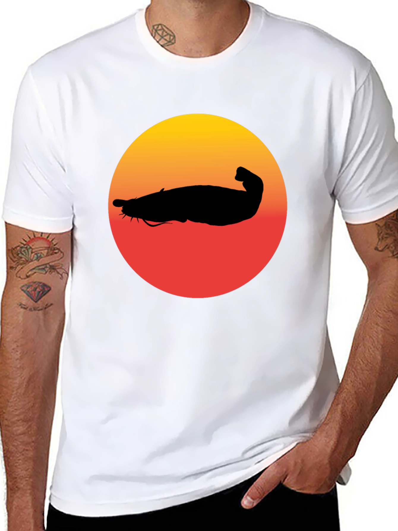Catfish Sunset Graphic Tee - Unique Design