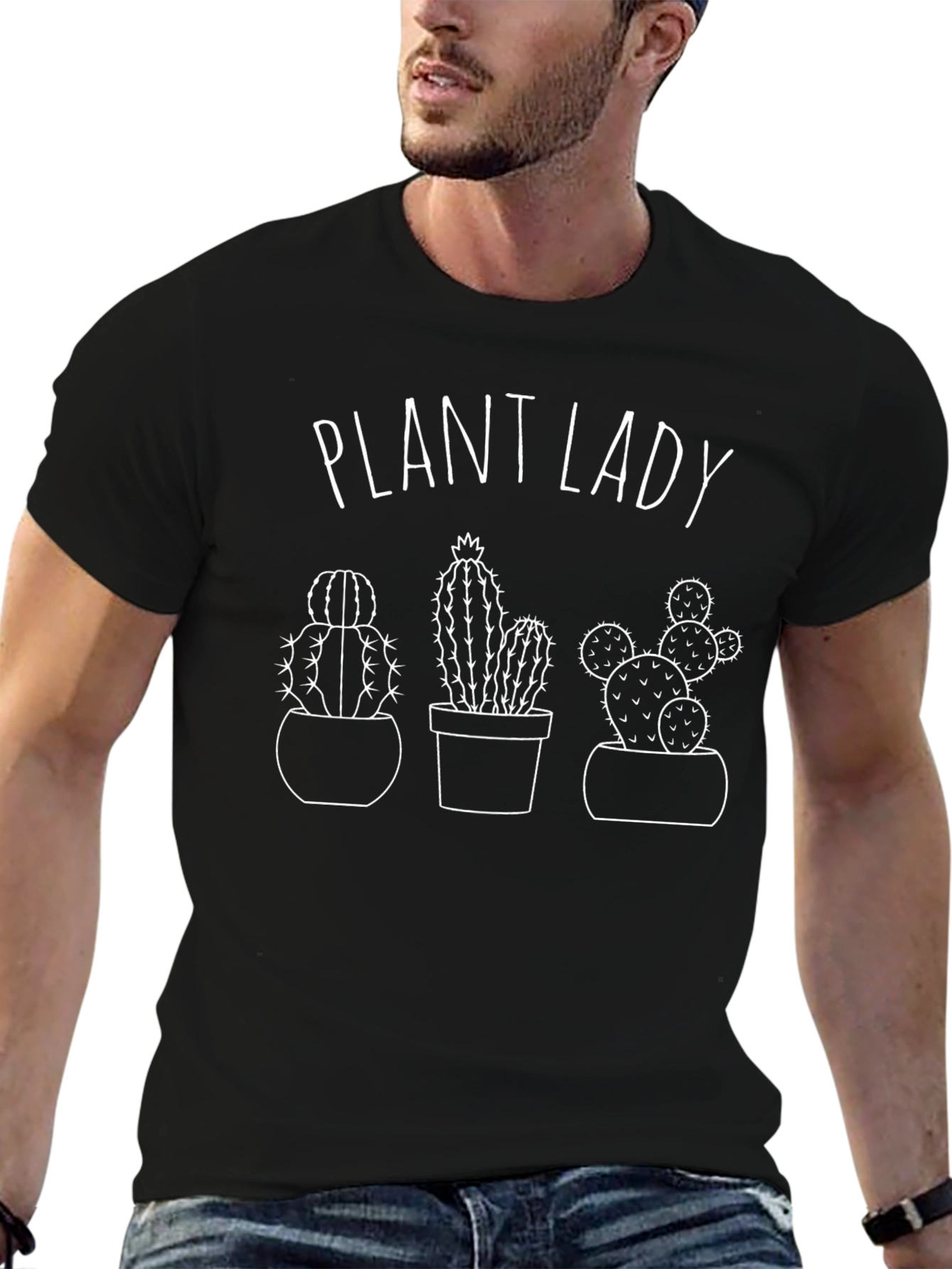 Plant Lady Cactus Graphic Tee - Black Cotton
