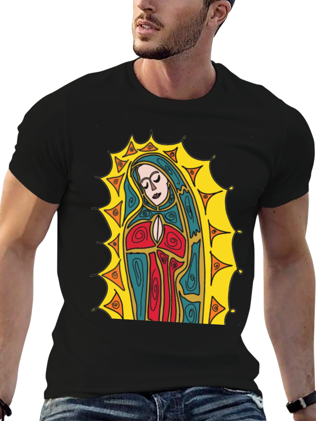Virgin Mary Graphic T-Shirt - Religious Art Tee