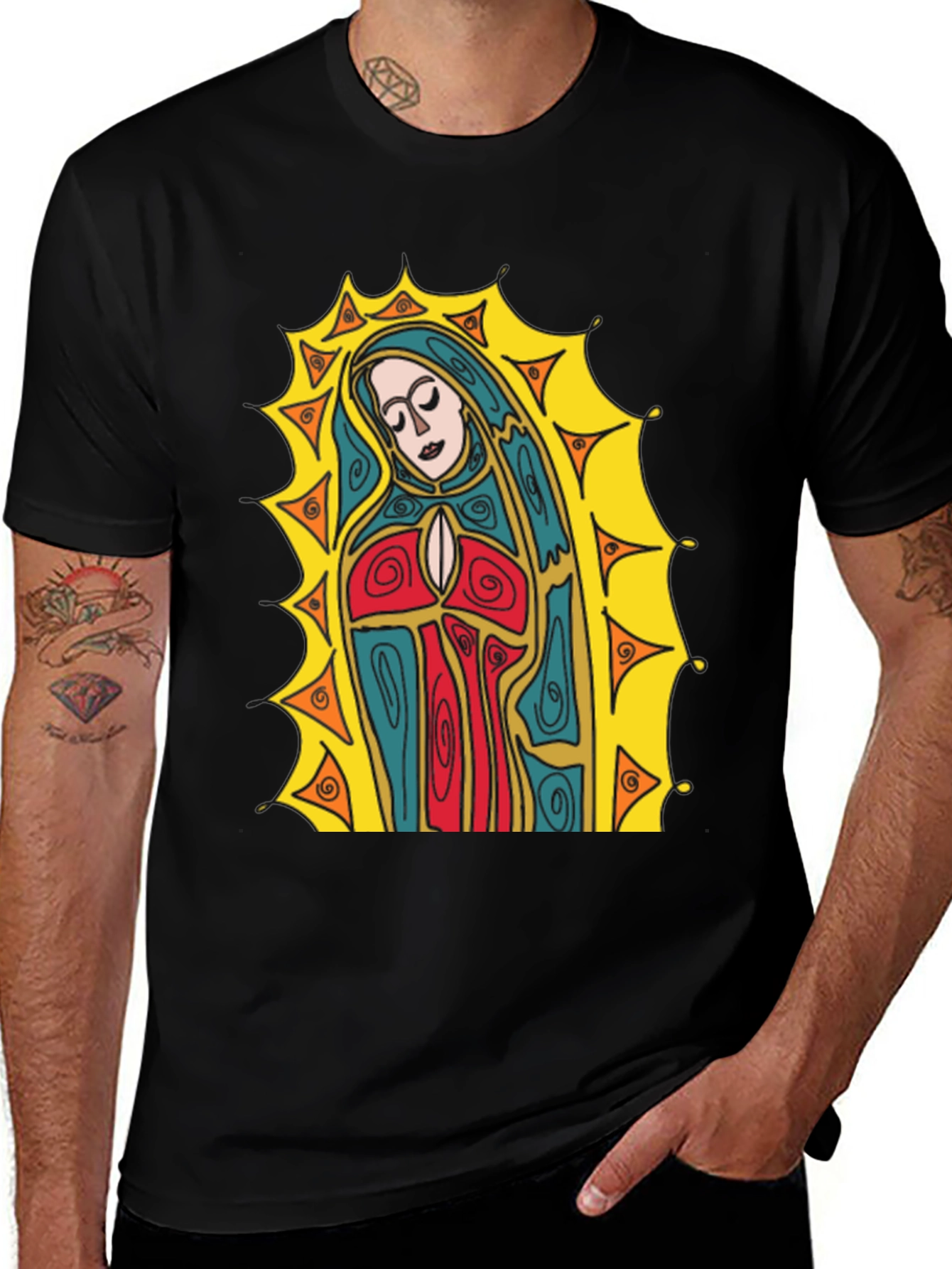Virgin Mary Graphic T-Shirt - Religious Art Tee