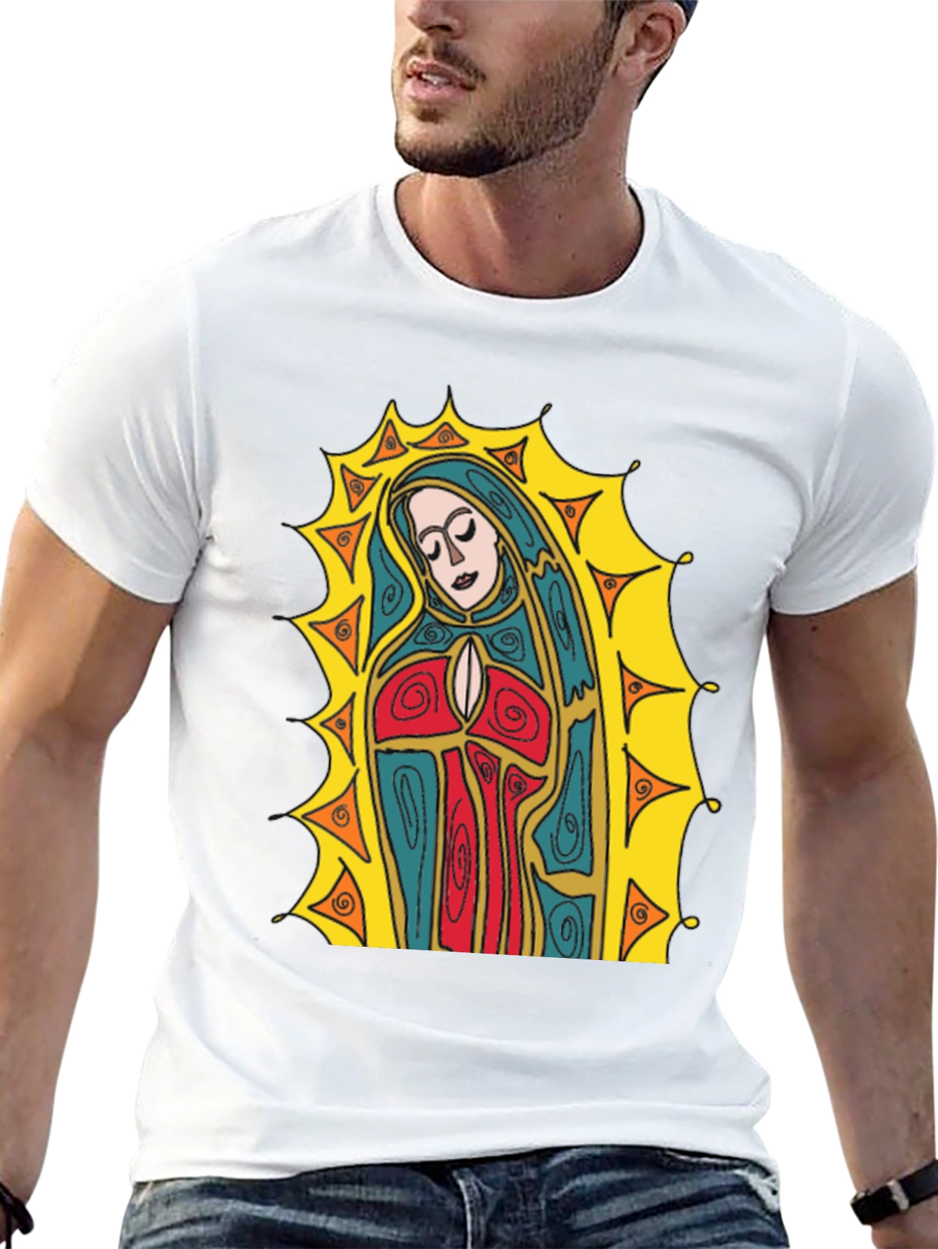 Virgin Mary Graphic T-Shirt - Religious Art Tee