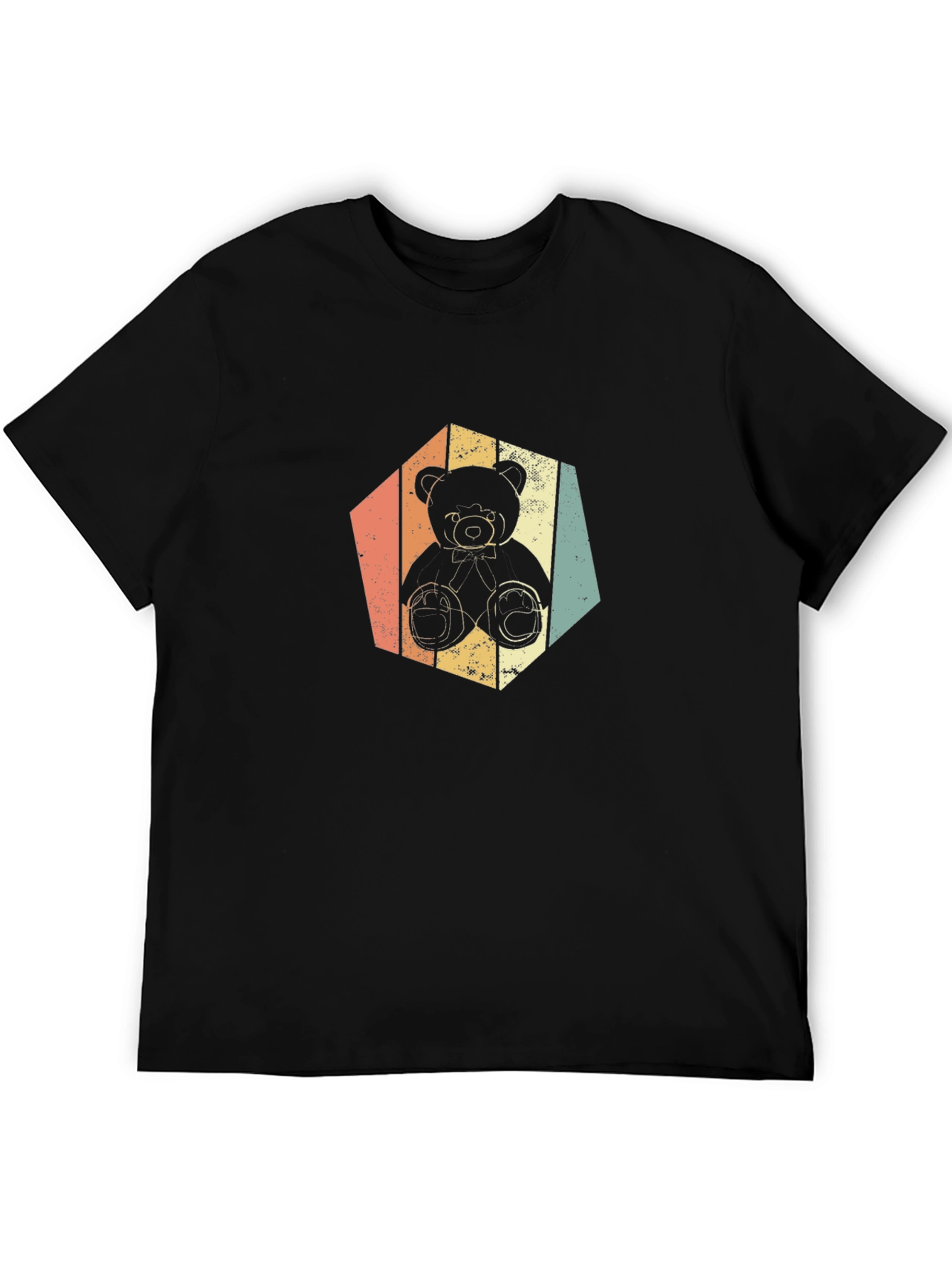 Retro Teddy Bear Graphic Tee - Soft Black T-Shirt