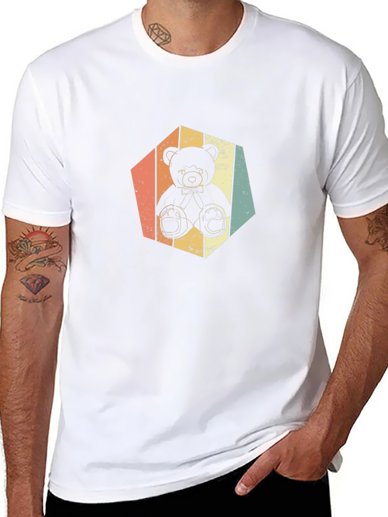 Retro Teddy Bear Graphic Tee - Soft Black T-Shirt