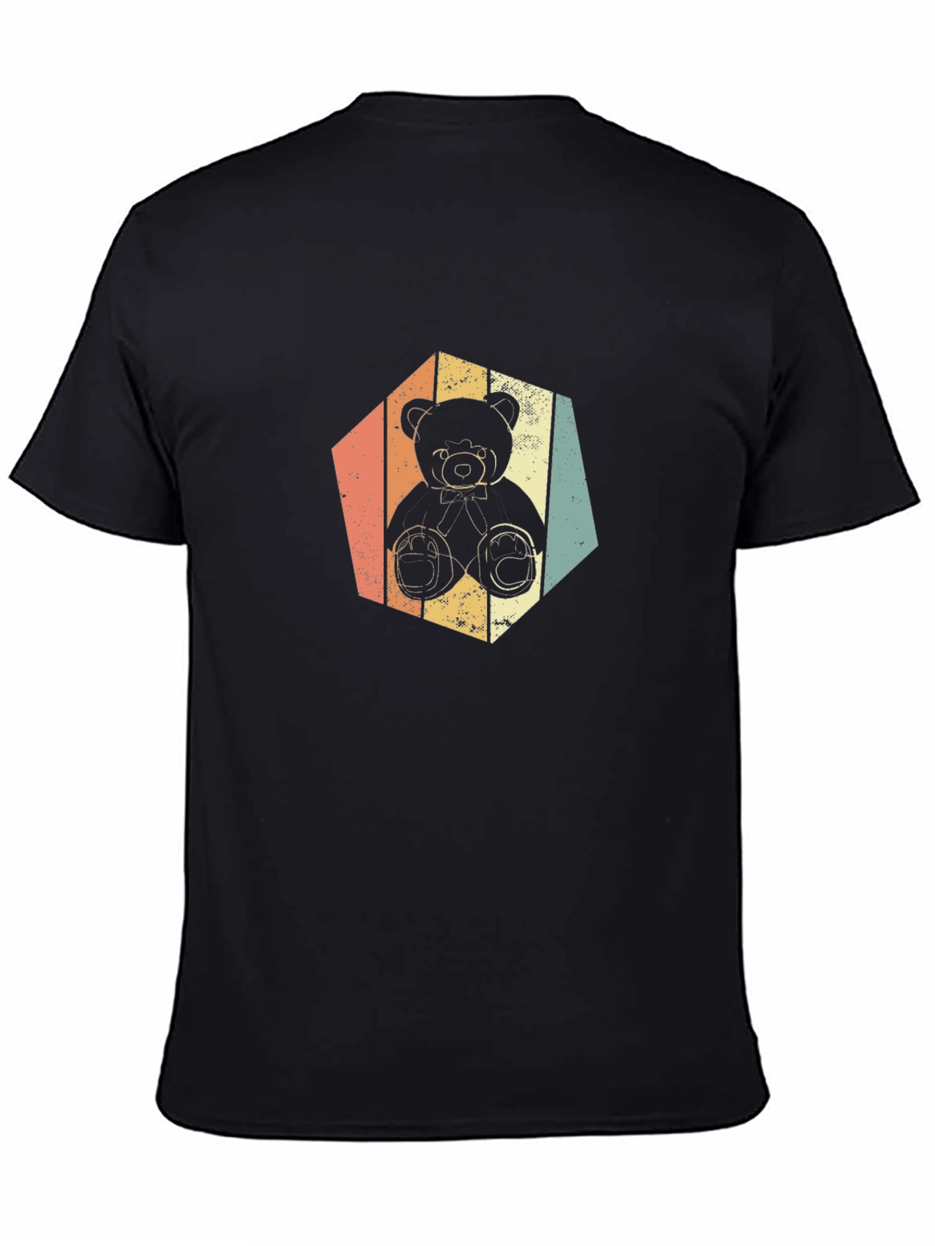 Retro Teddy Bear Graphic Tee - Soft Black T-Shirt