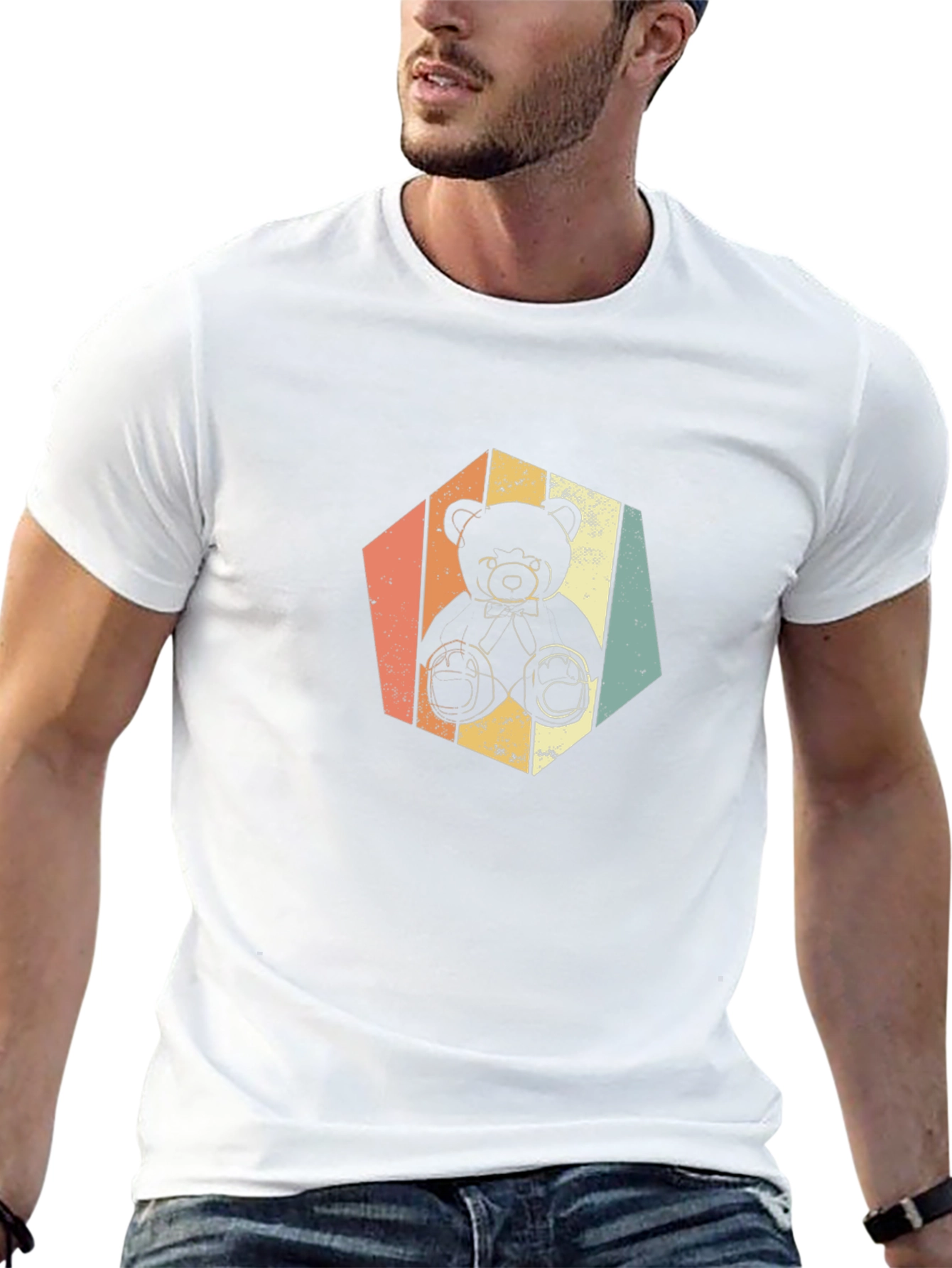 Retro Teddy Bear Graphic Tee - Soft Black T-Shirt