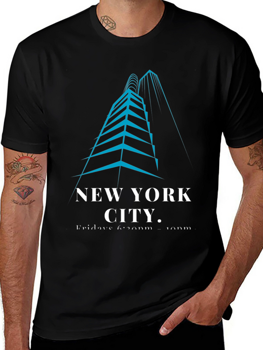 New York City Skyline Graphic Tee - Modern Black T-Shirt