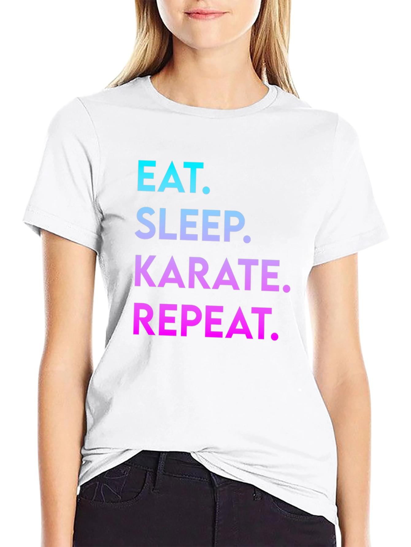 Eat Sleep Karate Repeat Black Graphic T-Shirt