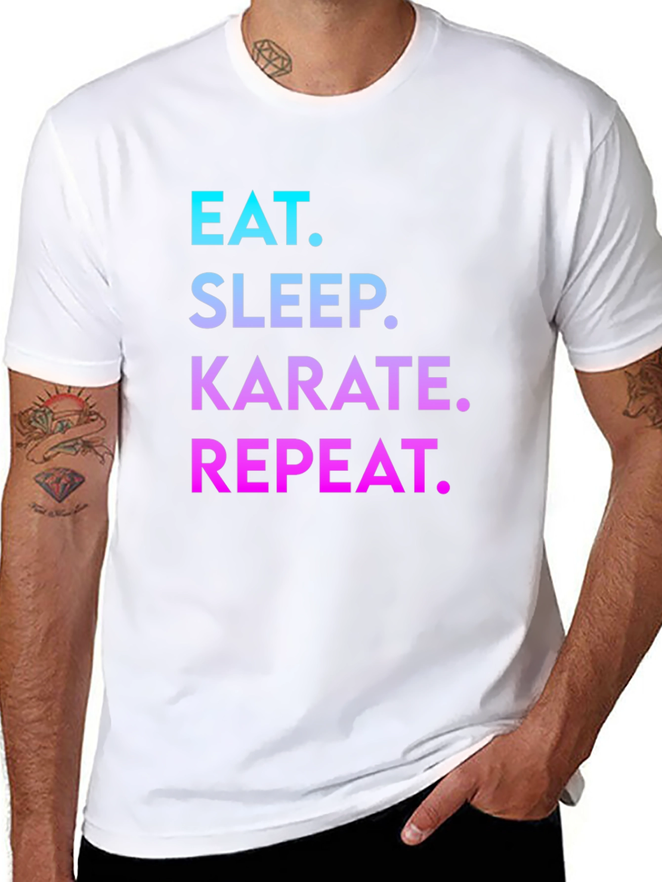 Eat Sleep Karate Repeat Black Graphic T-Shirt