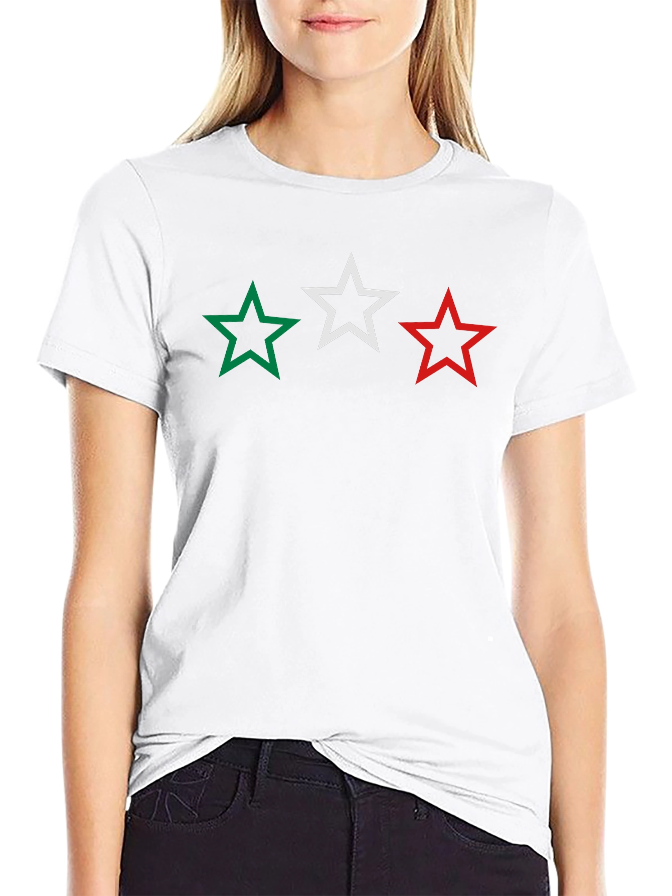 Stars Black T-Shirt - Green White Red