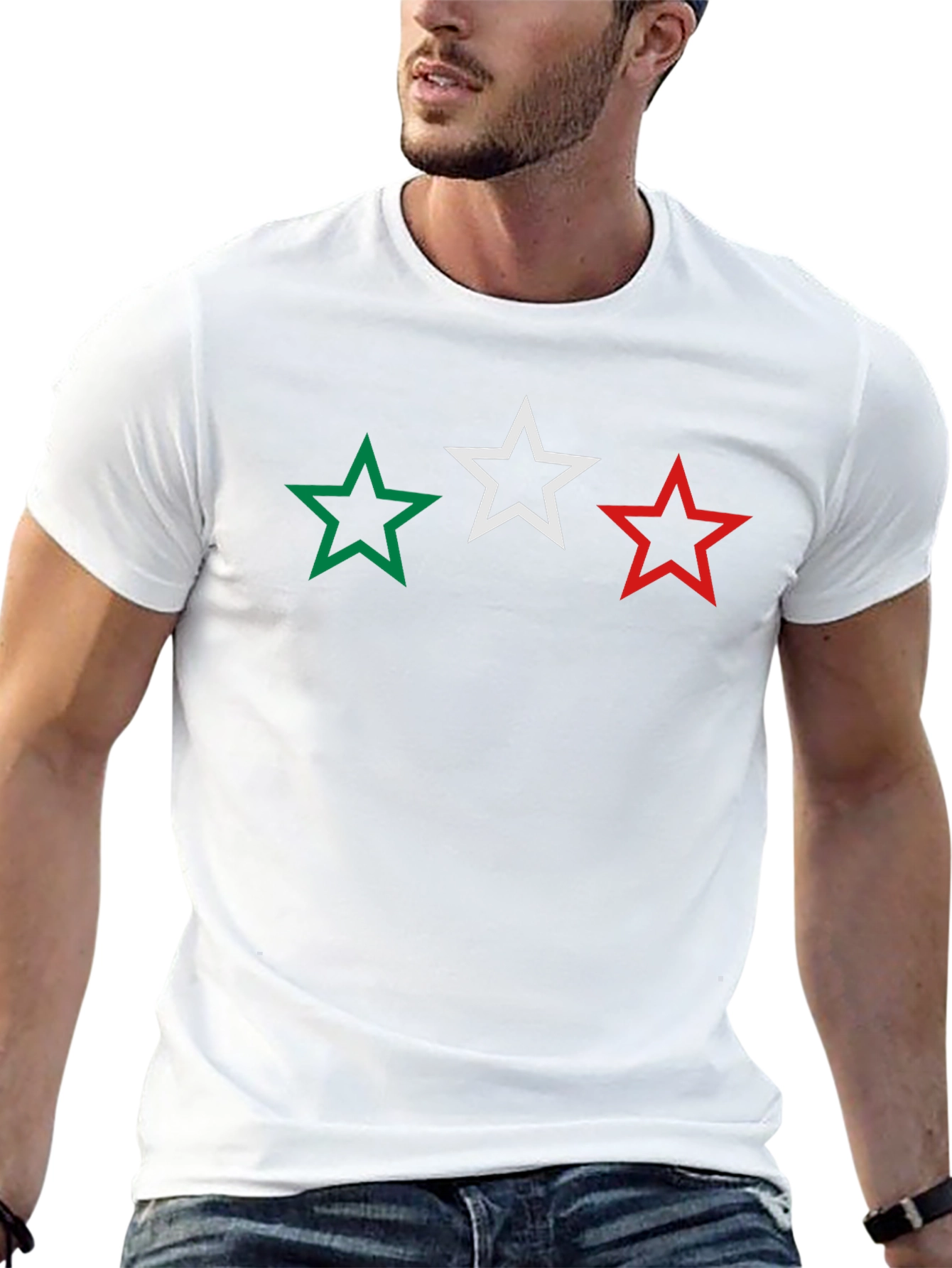 Stars Black T-Shirt - Green White Red