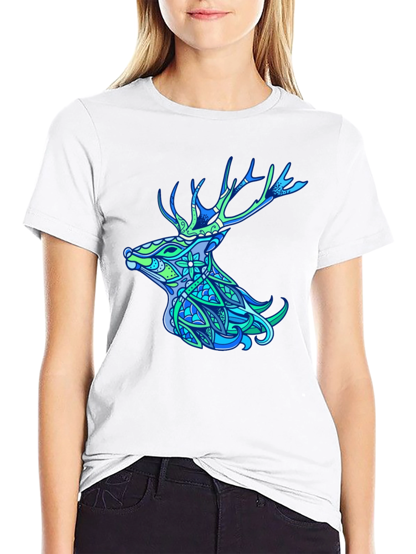 Deer Head Graphic Tee - Nature Inspired Design