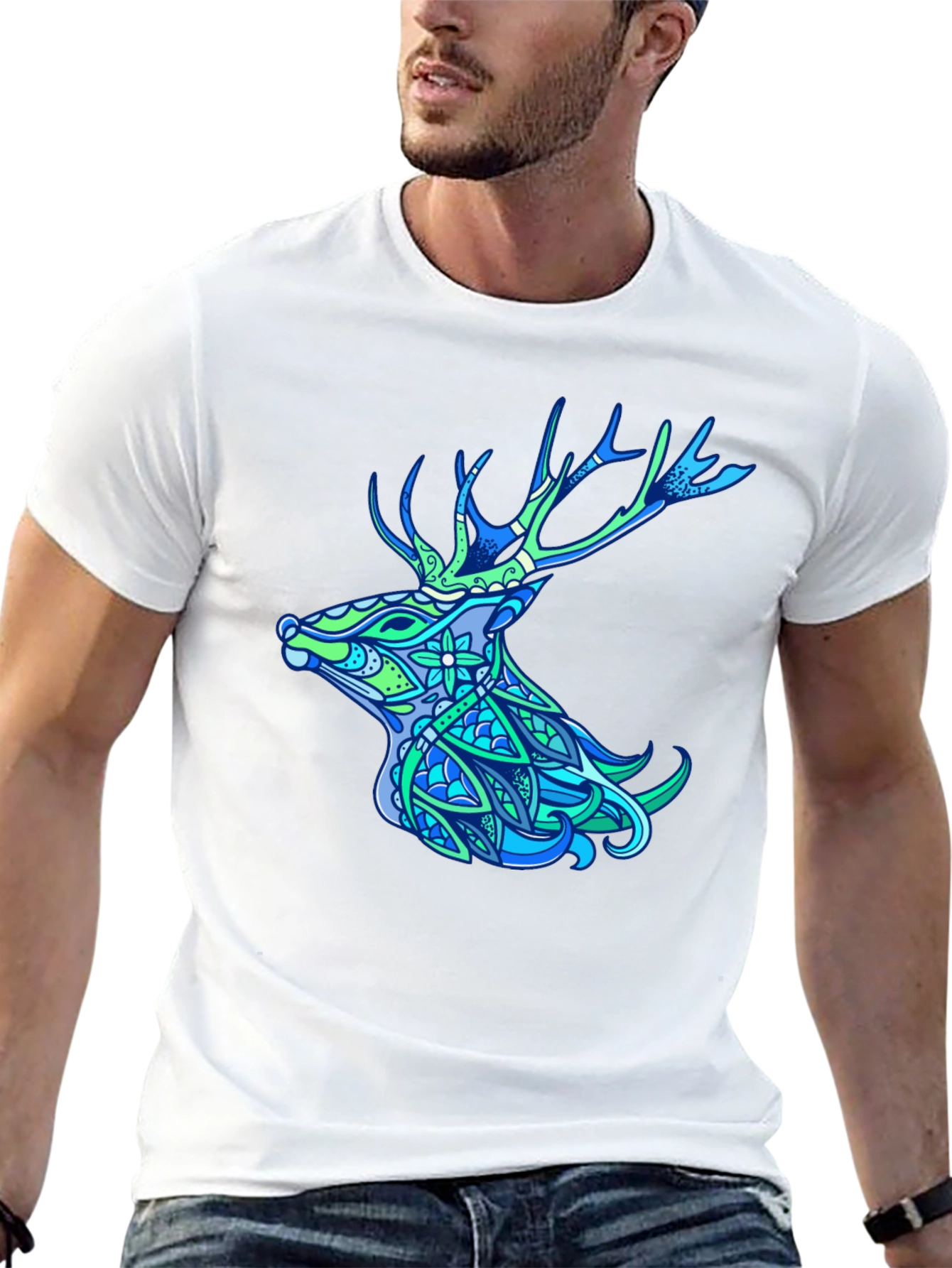 Deer Head Graphic Tee - Nature Inspired Design