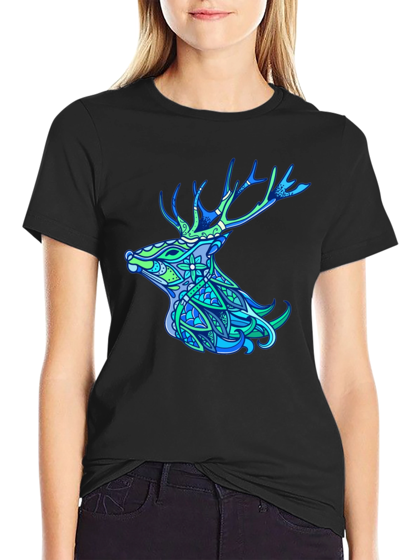 Deer Head Graphic Tee - Nature Inspired Design