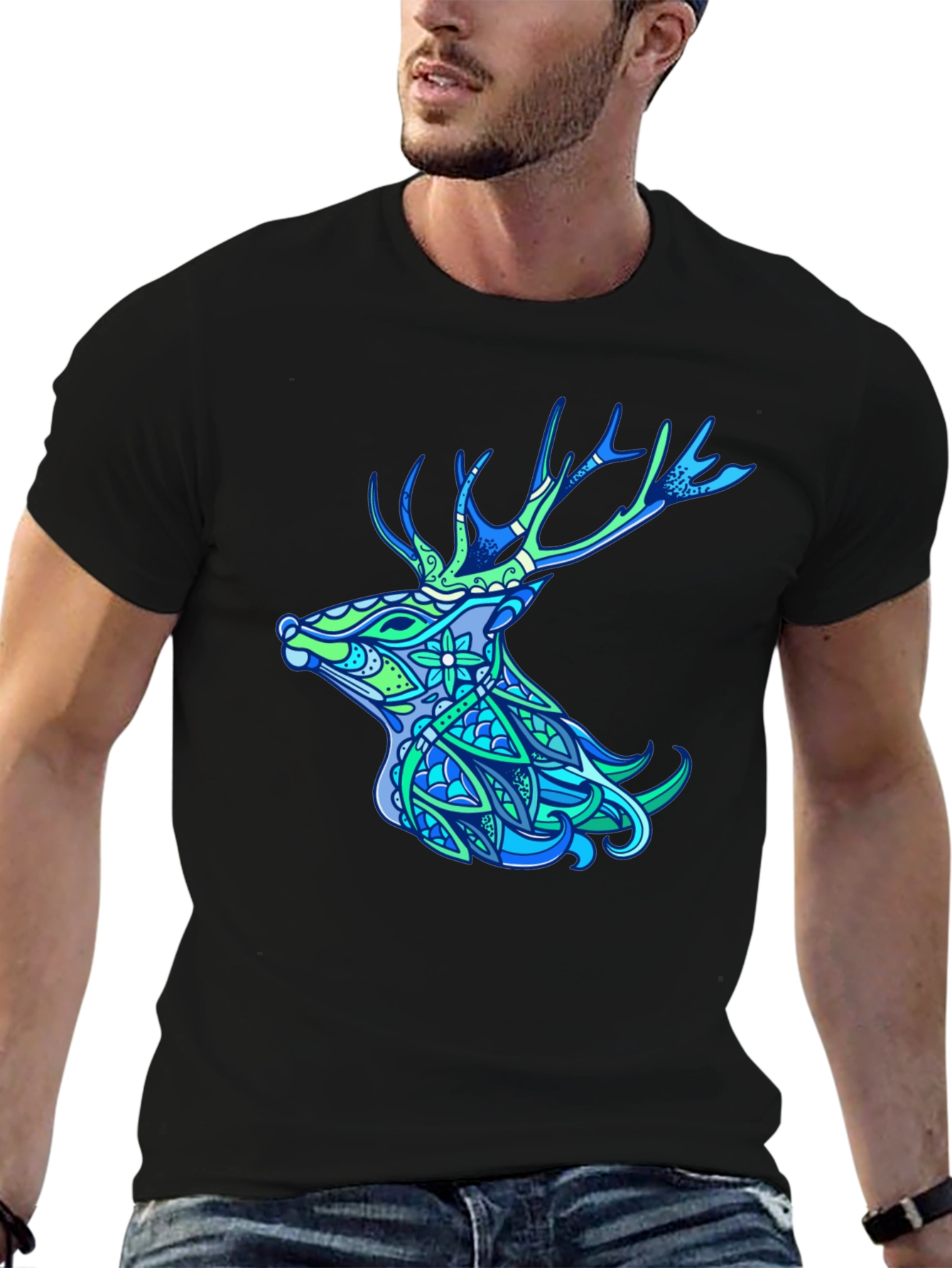 Deer Head Graphic Tee - Nature Inspired Design