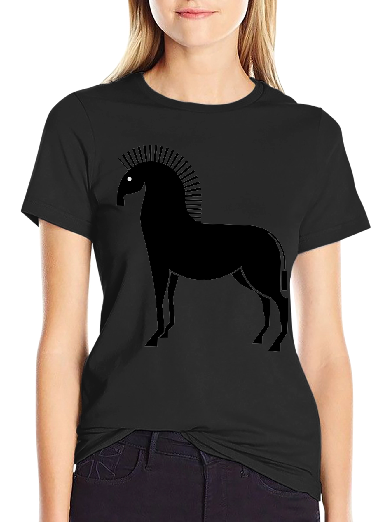 Mens Black Horse Graphic Tee