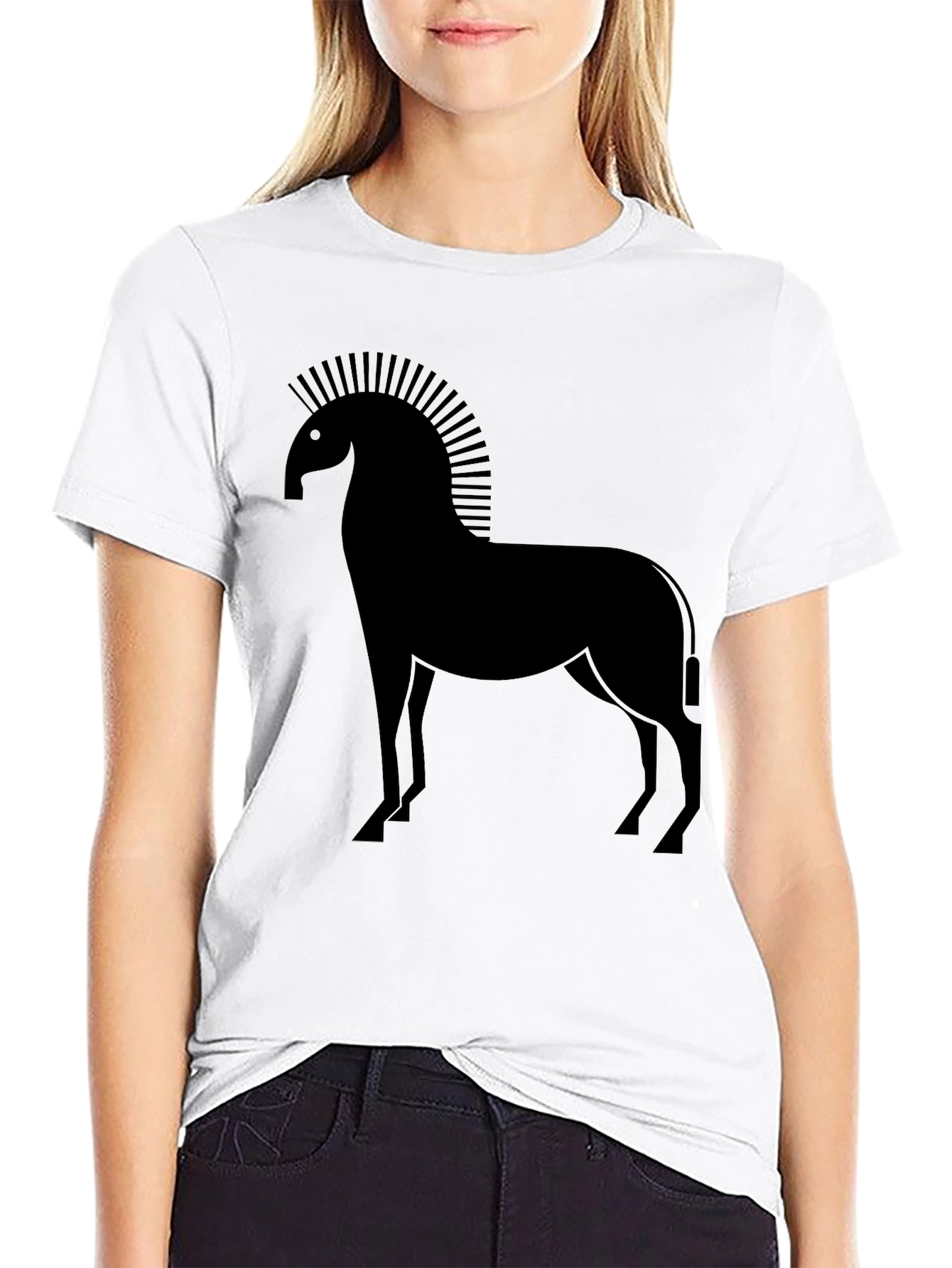 Mens Black Horse Graphic Tee