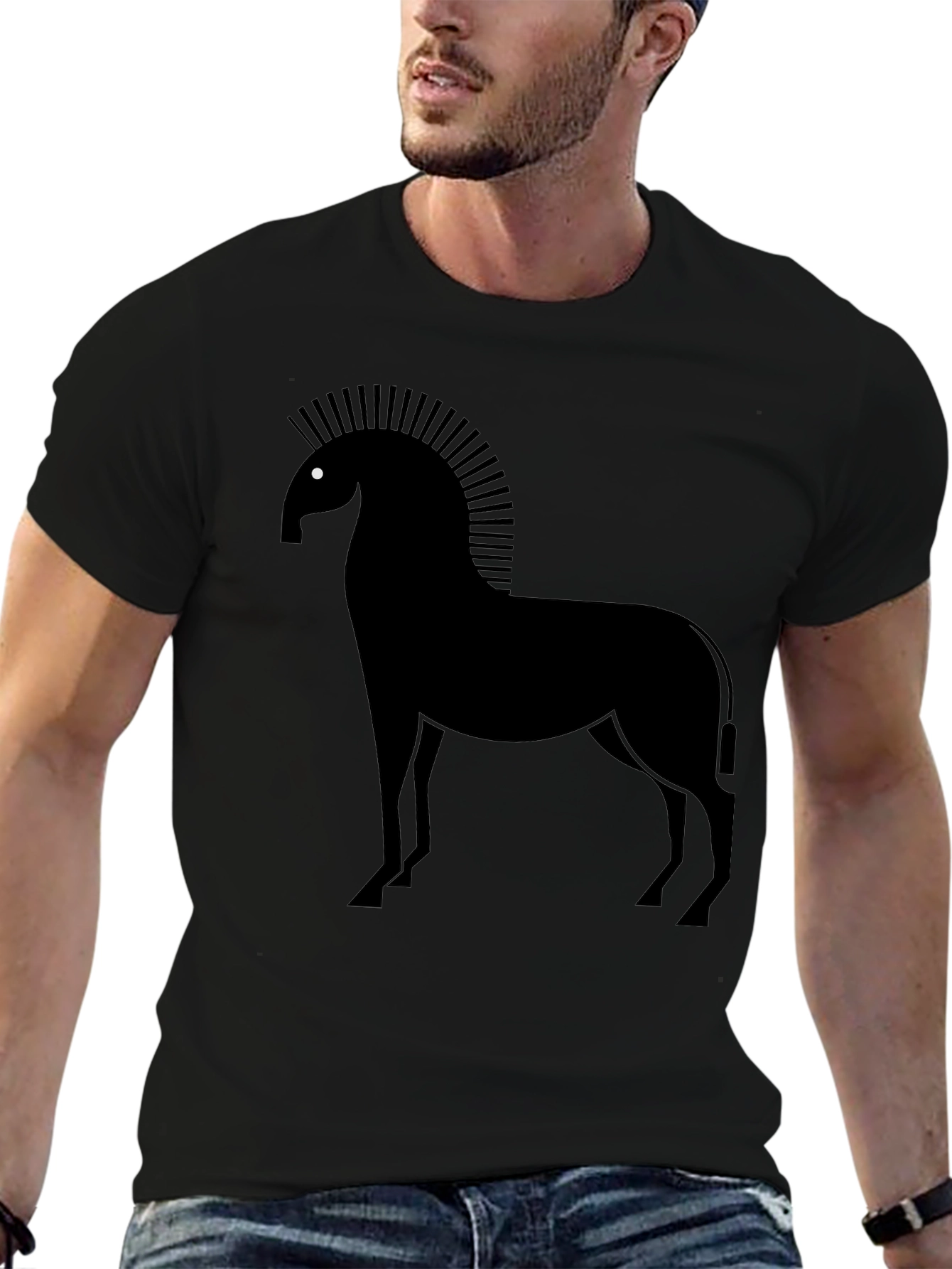 Mens Black Horse Graphic Tee