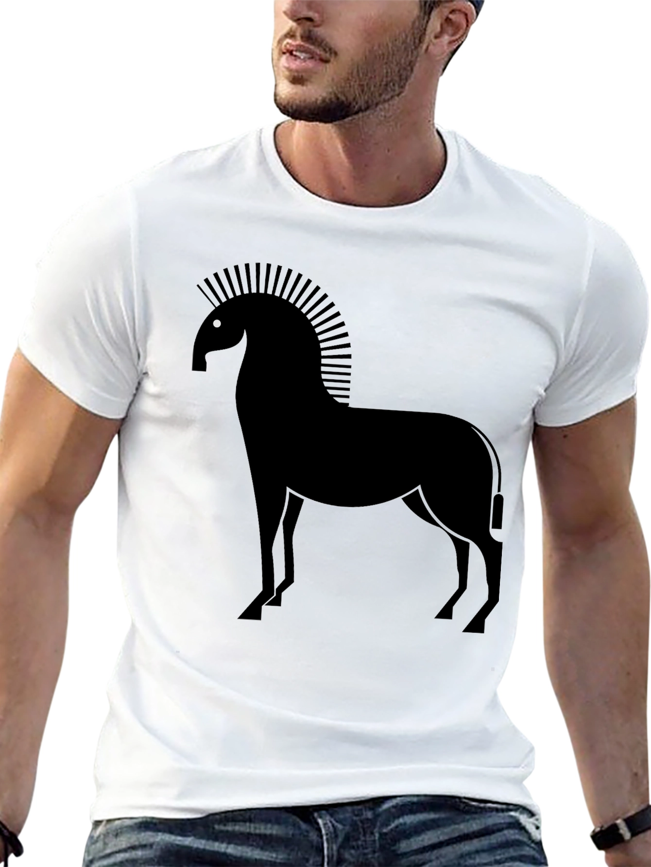 Mens Black Horse Graphic Tee