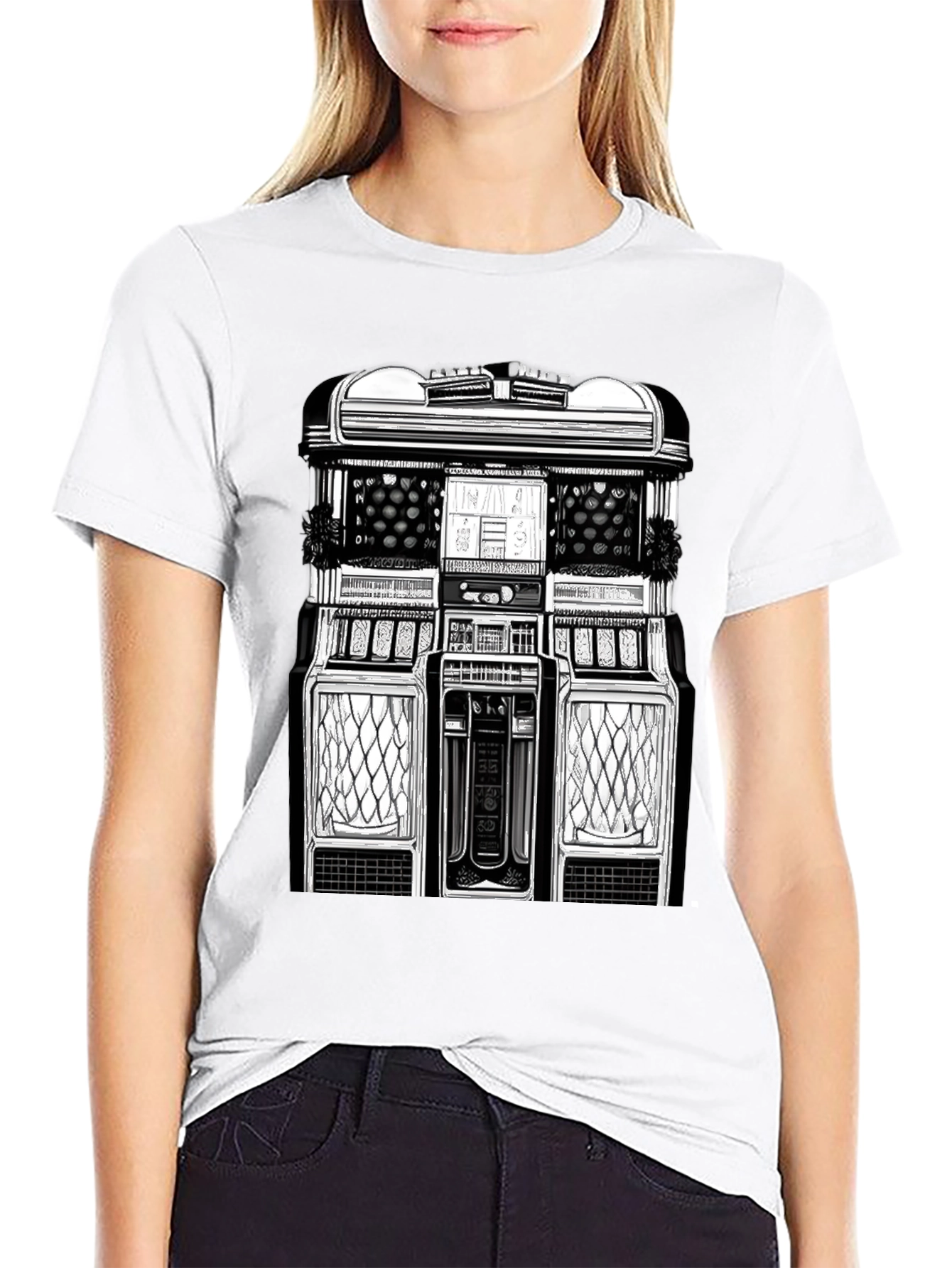 Retro Jukebox Graphic Tee - Classic Music Style Shirt